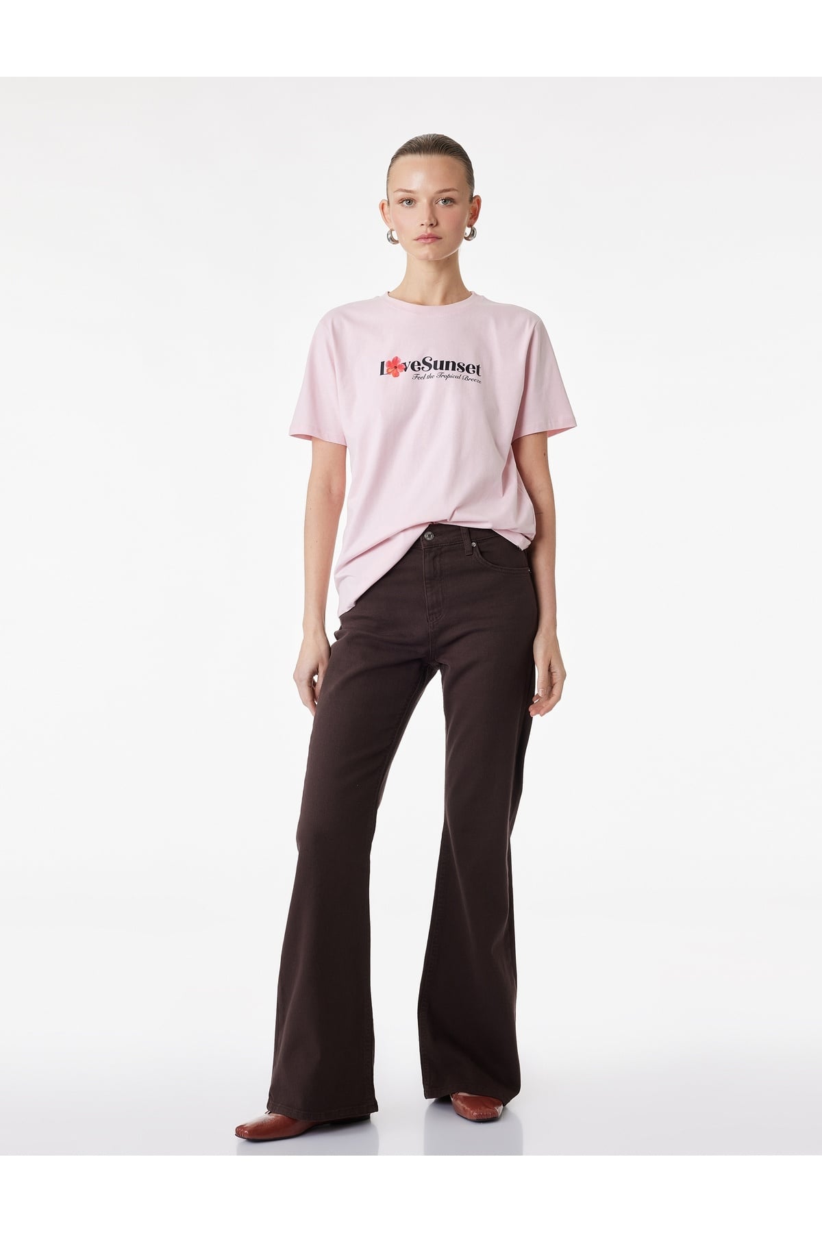 Kadın T-shirt 6SAK50042EK PEMBE