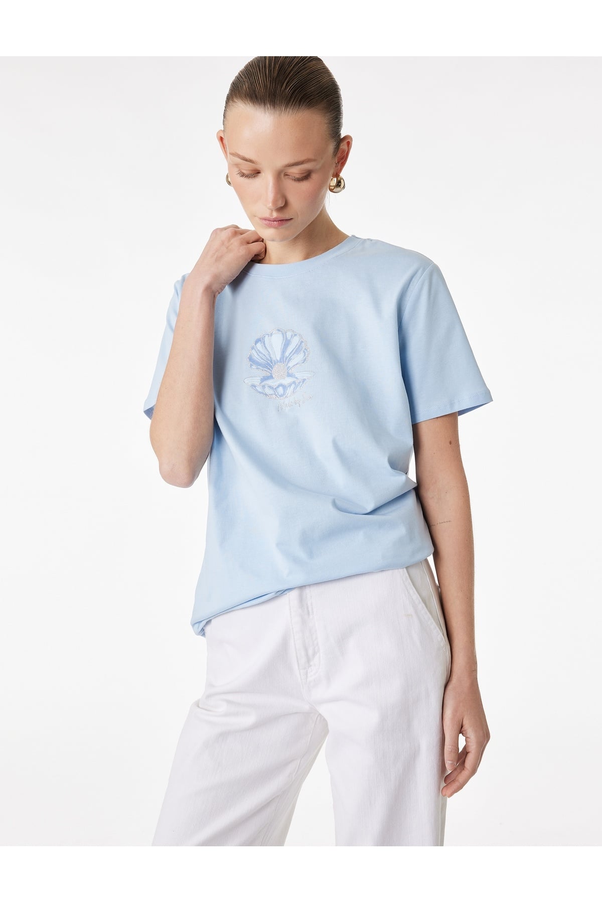 Kadın T-shirt 6SAK50054EK MAVİ
