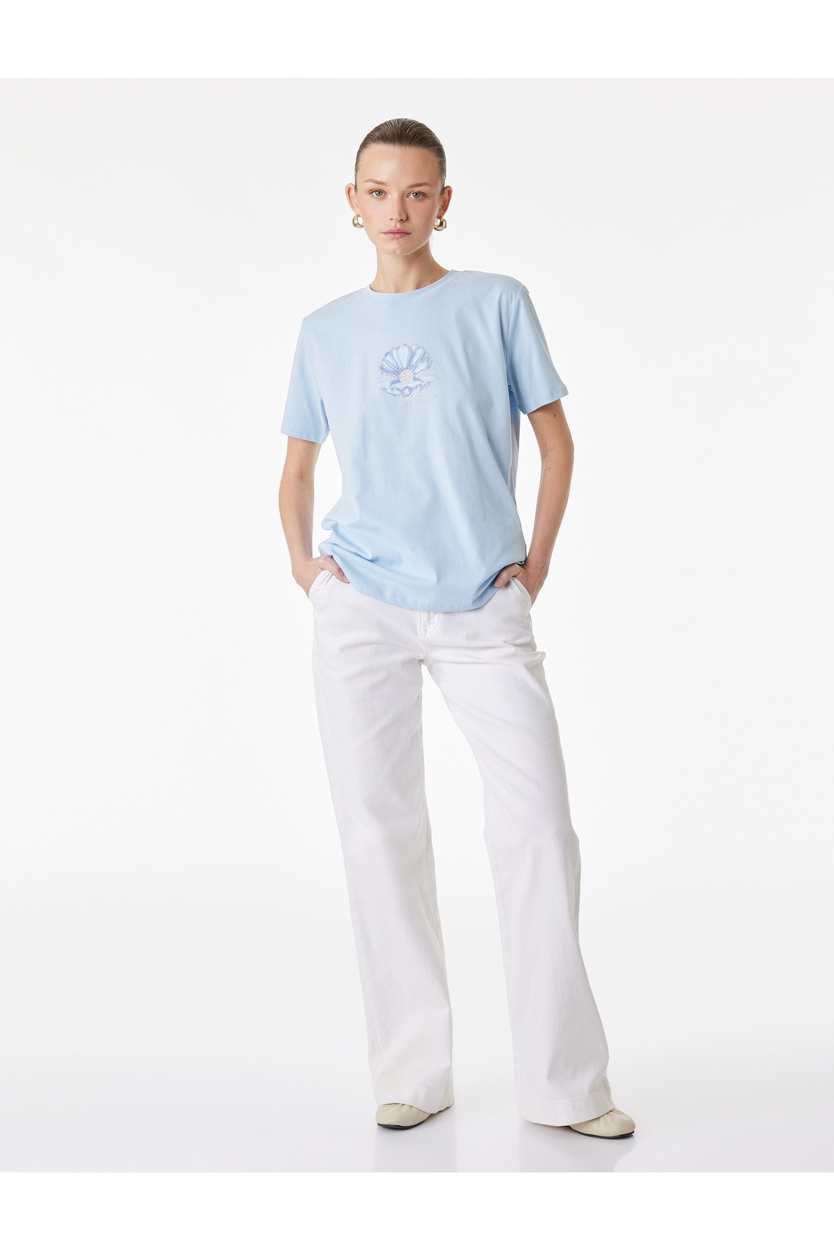 Kadın T-shirt 6SAK50054EK MAVİ