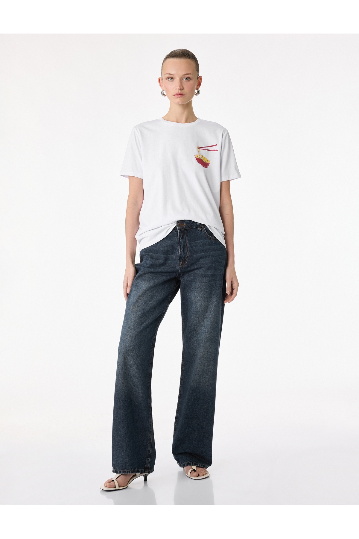 Kadın T-shirt 6SAK50055EK BEYAZ