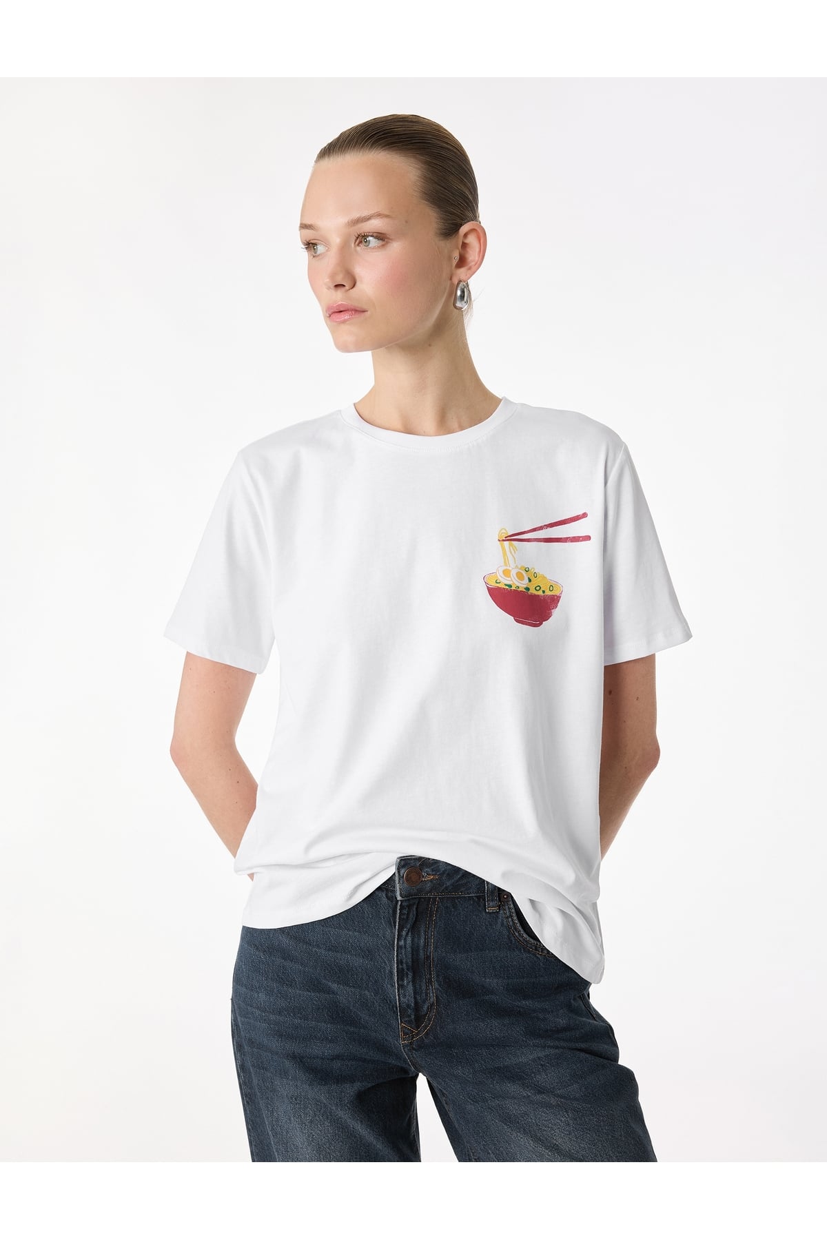 Kadın T-shirt 6SAK50055EK BEYAZ