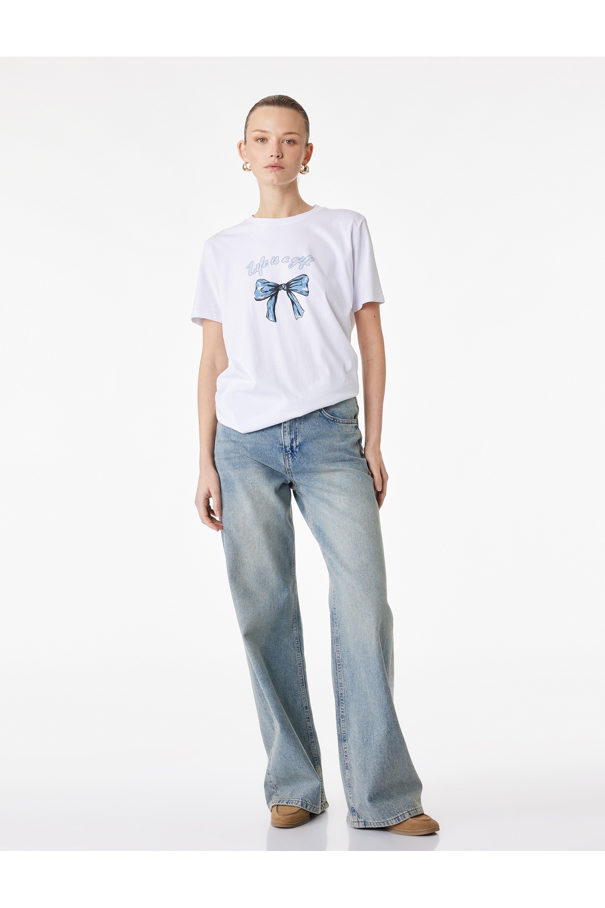 Kadın T-shirt 6SAK50062EK BEYAZ