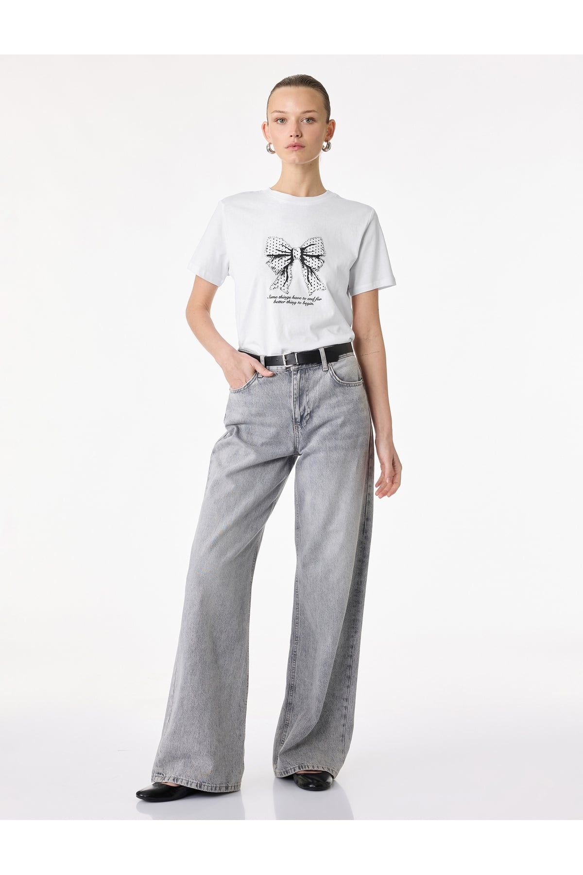 Kadın T-shirt 6SAK50063EK BEYAZ