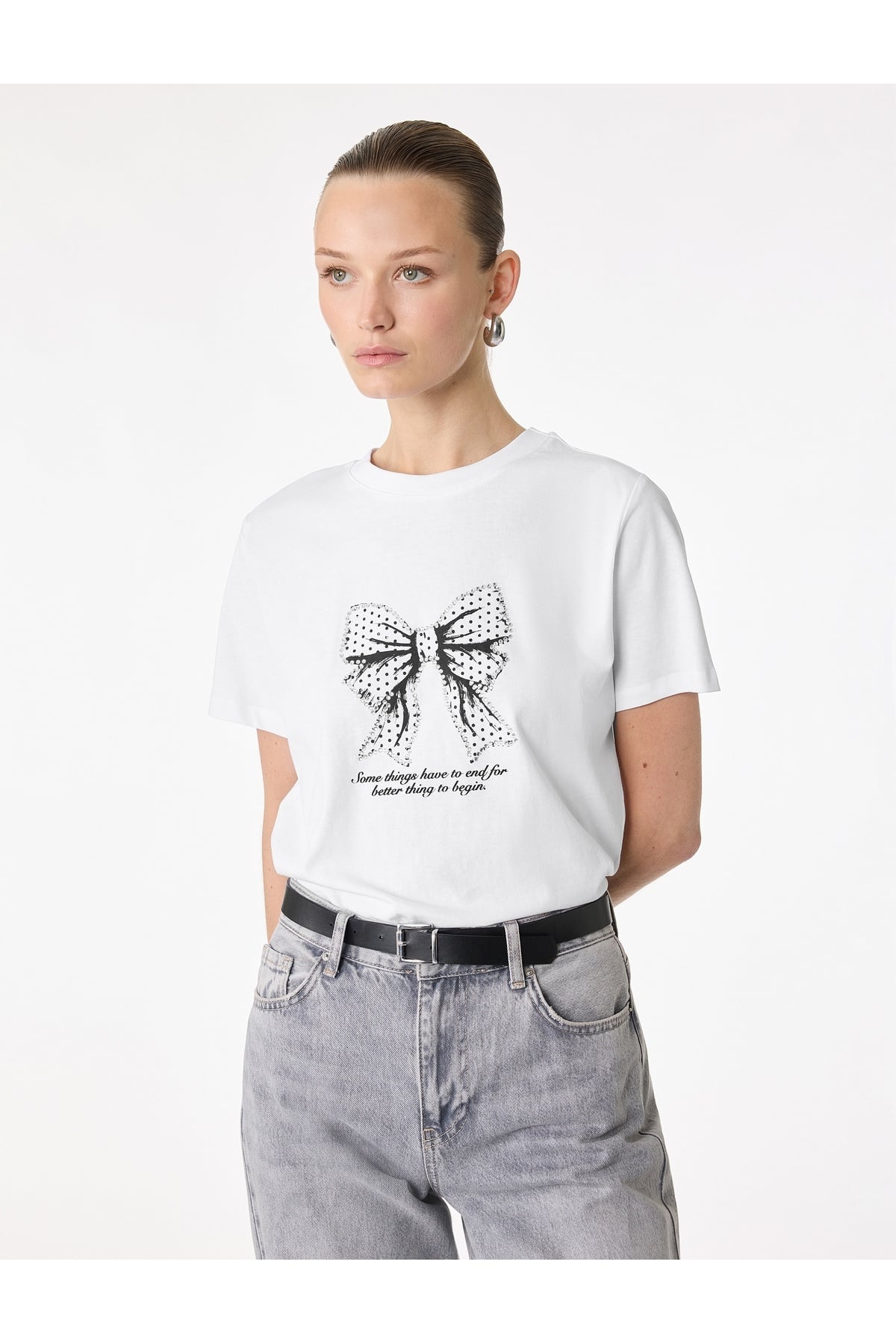 Kadın T-shirt 6SAK50063EK BEYAZ