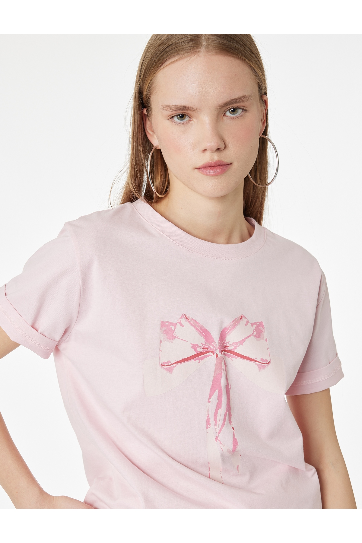 Kadın T-shirt 6SAK50065EK PEMBE