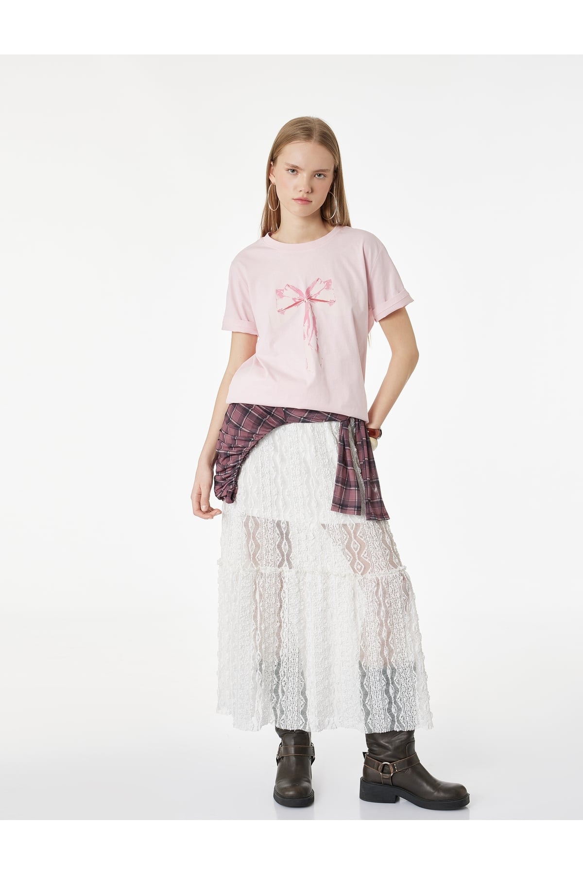 Kadın T-shirt 6SAK50065EK PEMBE