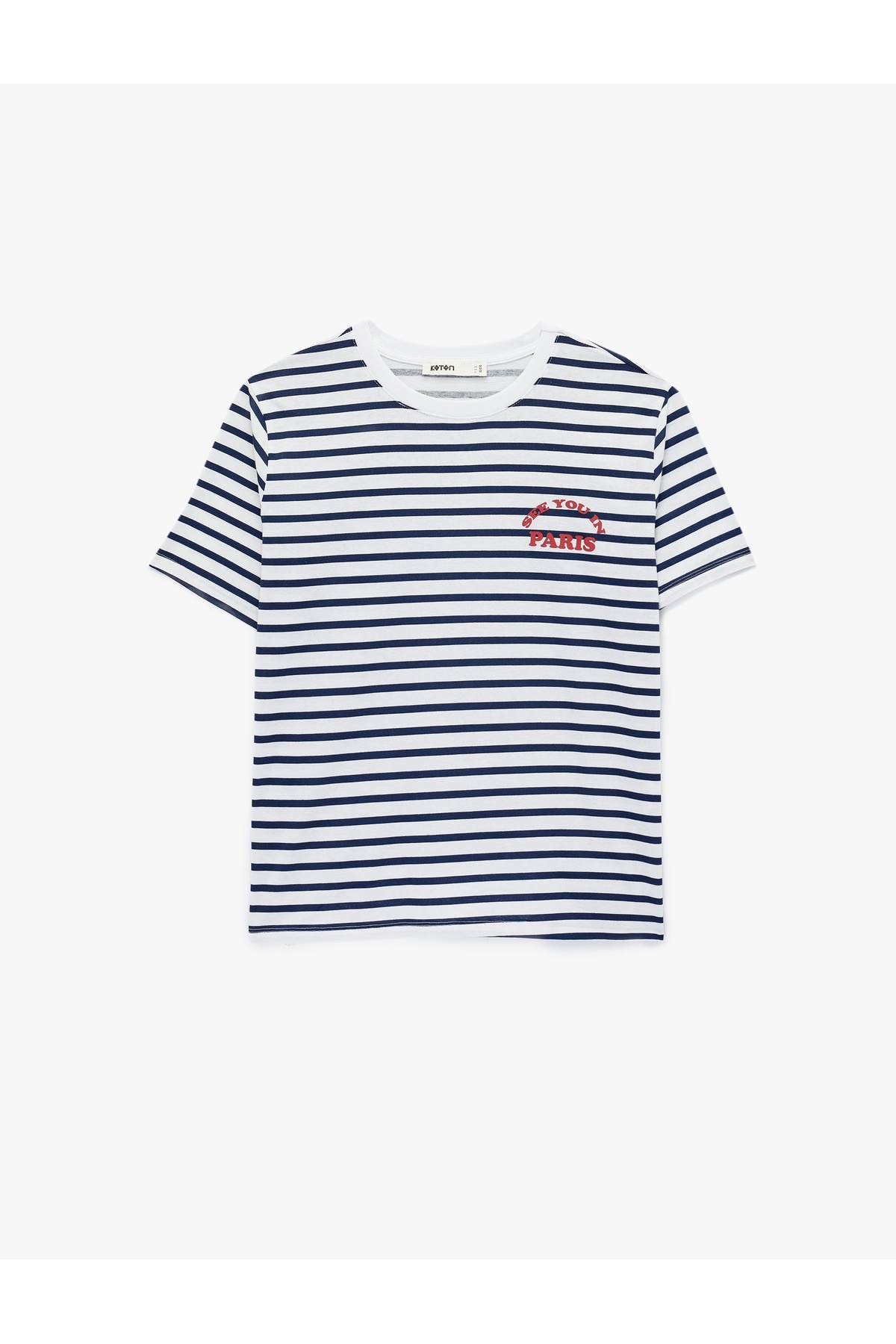 Kadın T-shirt 6SAK50070EK LACİVERT DESENLİ