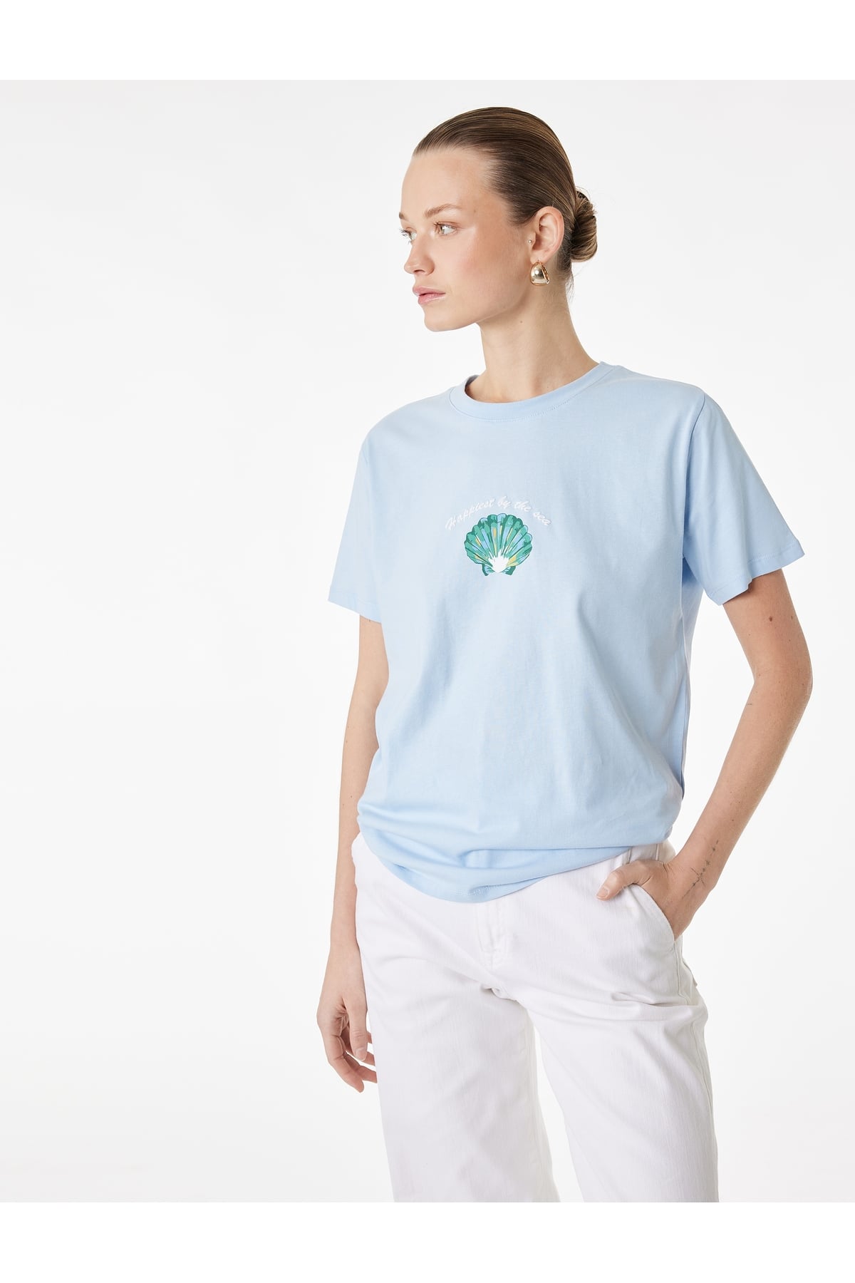 Kadın T-shirt 6SAK50072EK MAVİ
