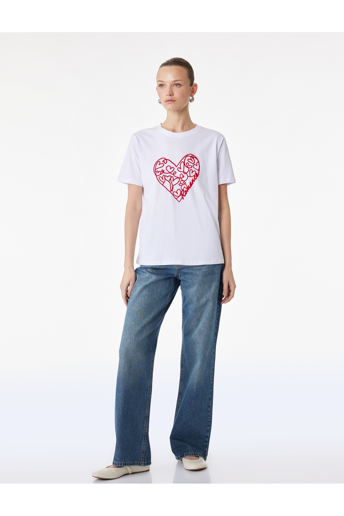 Kadın T-shirt 6SAK50093EK BEYAZ