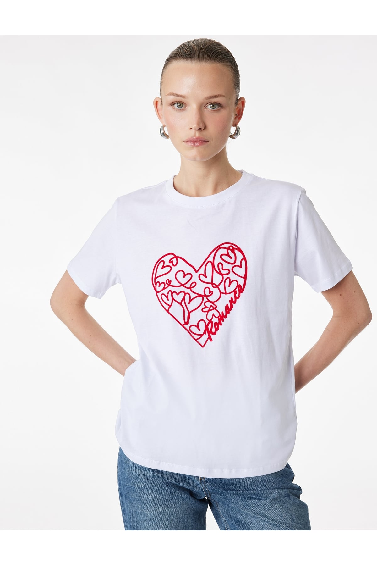 Kadın T-shirt 6SAK50093EK BEYAZ