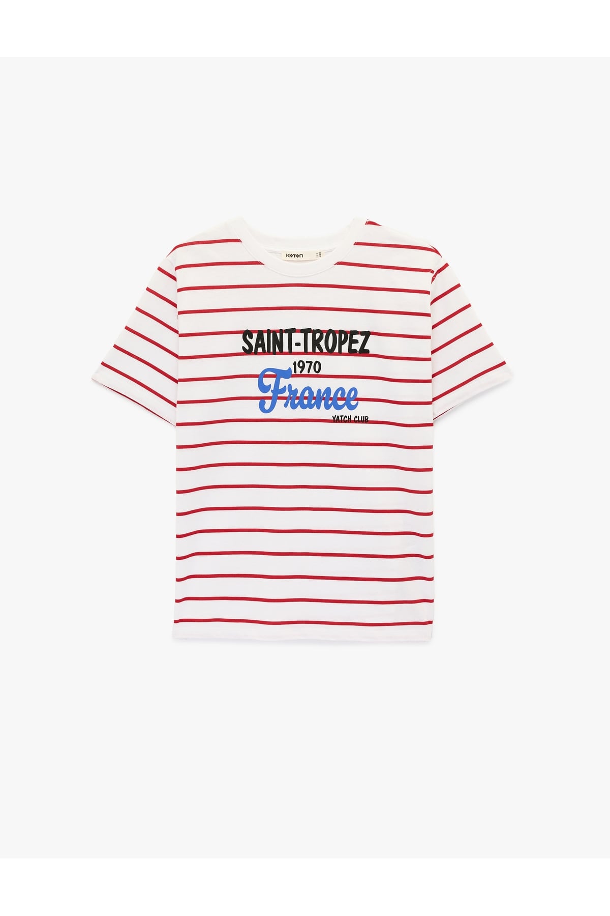 Kadın T-shirt 6SAK50097EK KIRMIZI ÇİZGİLİ