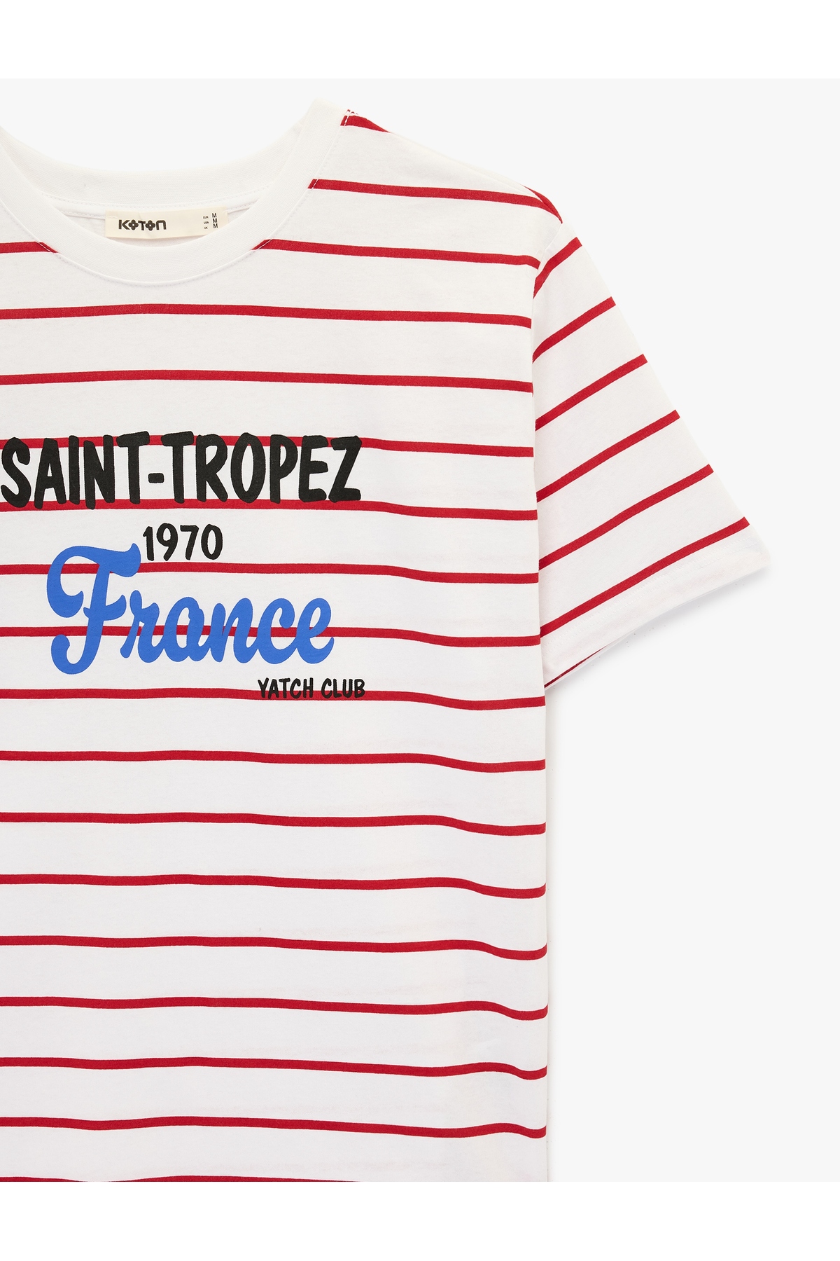 Kadın T-shirt 6SAK50097EK KIRMIZI ÇİZGİLİ