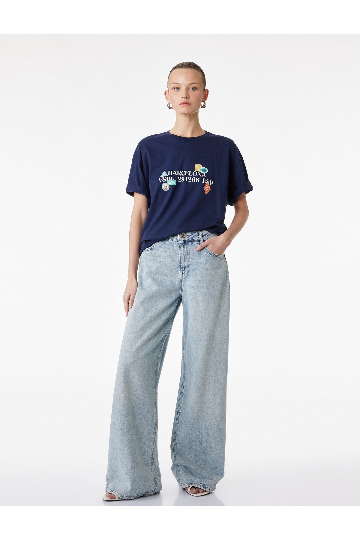 Kadın T-shirt 6SAK50162EK LACİVERT