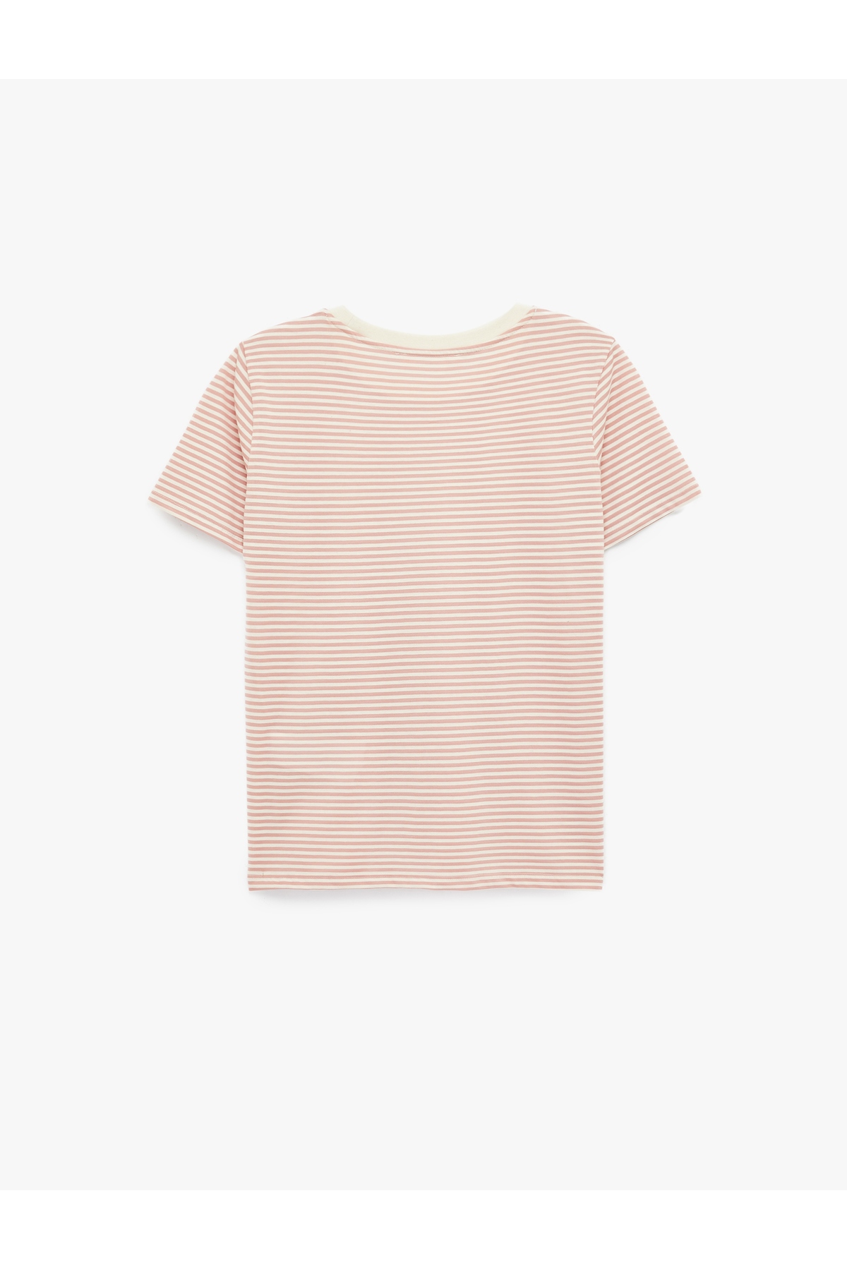 Kadın T-shirt 6SAL10048IK PEMBE ÇİZGİLİ