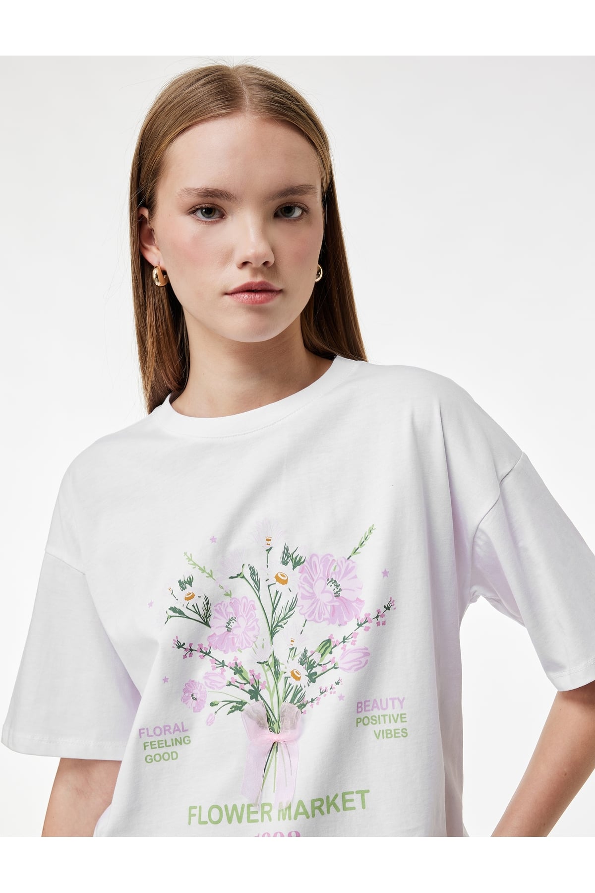 Kadın T-shirt 6SAL10069IK EKRU