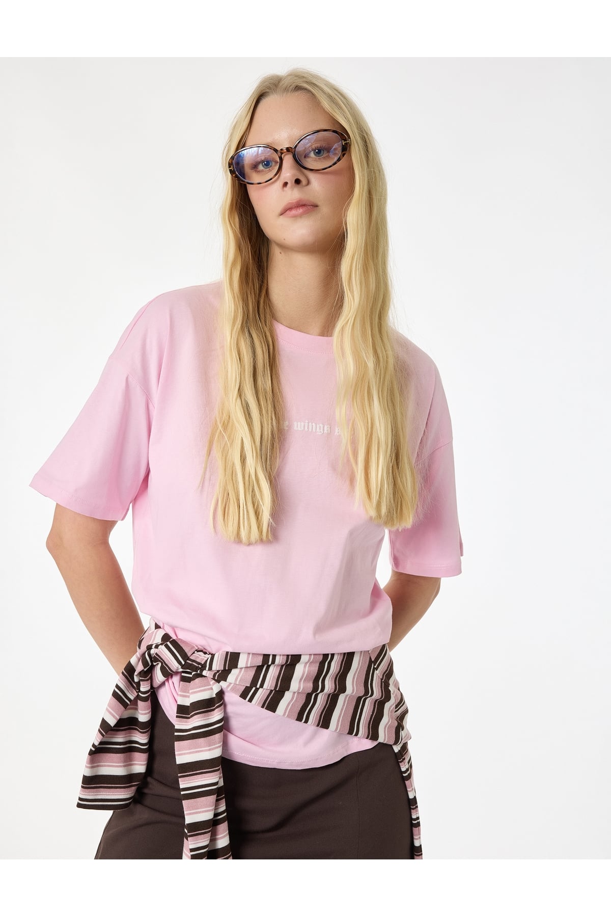 Kadın T-shirt 6SAL10099IK PEMBE