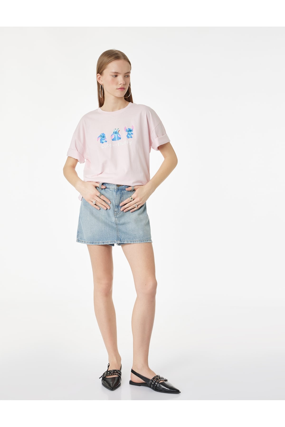 Kadın T-shirt 6SAL10109IK PEMBE