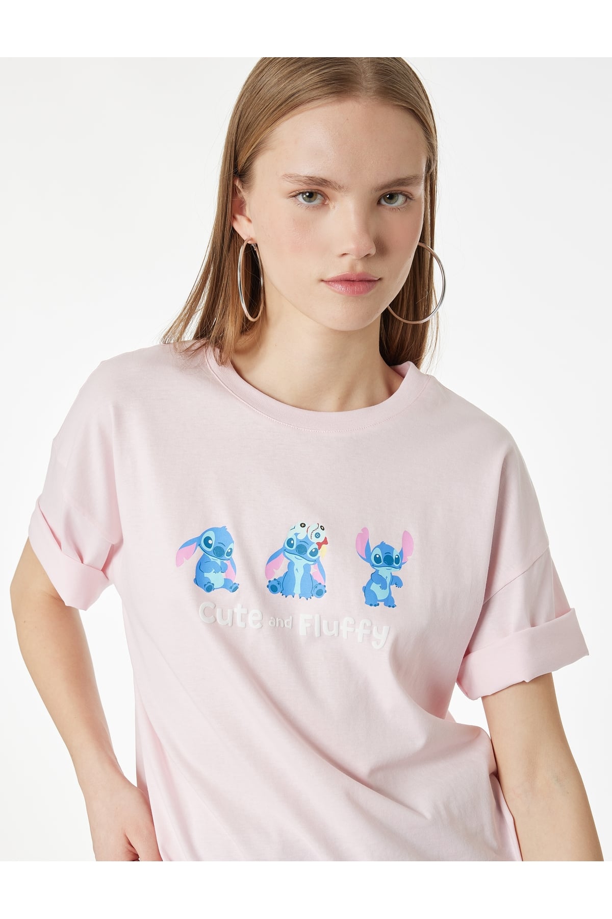 Kadın T-shirt 6SAL10109IK PEMBE