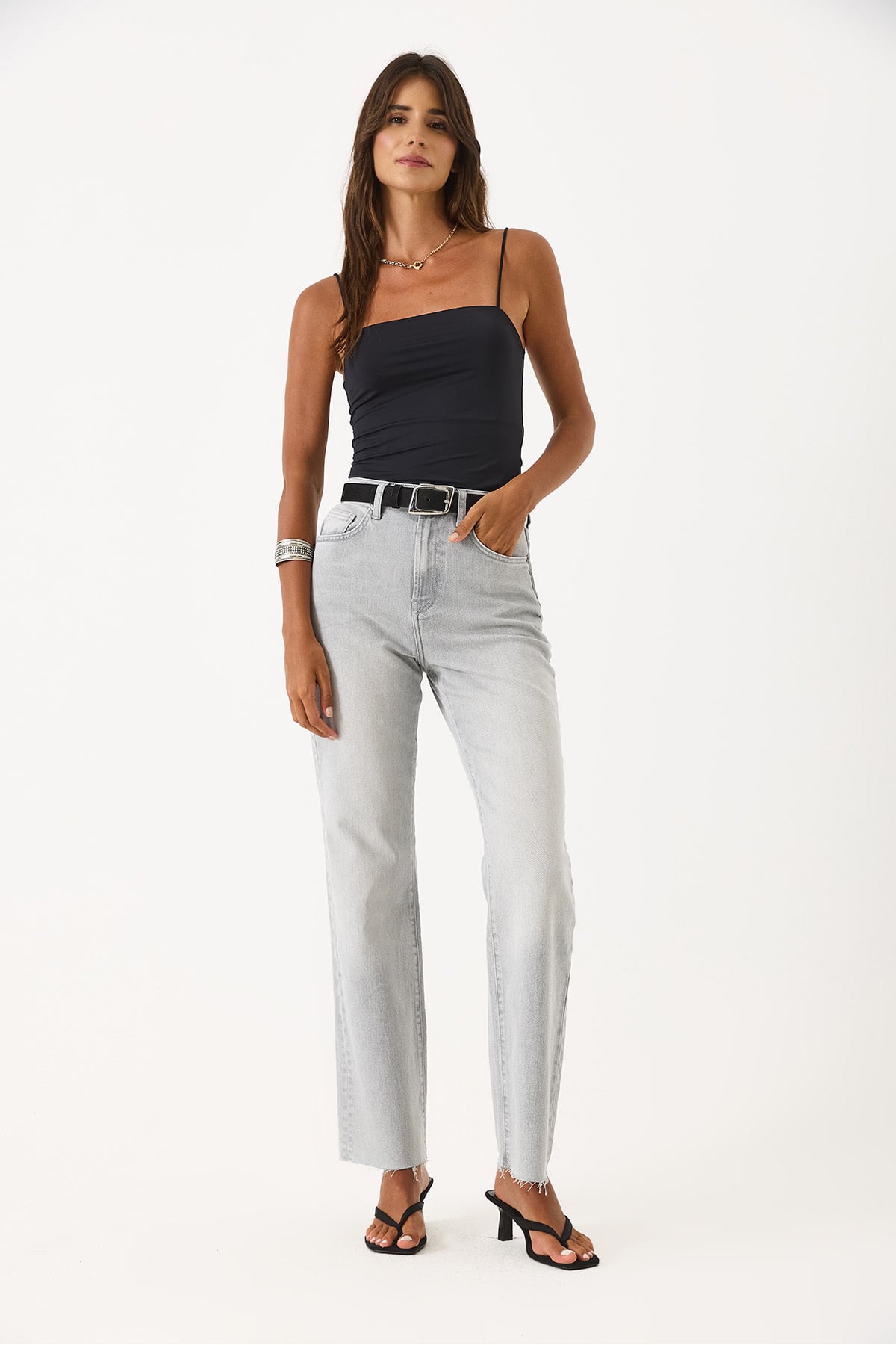 Kadın Wanda Grey Wide Leg Jean Pantolon - Grey
