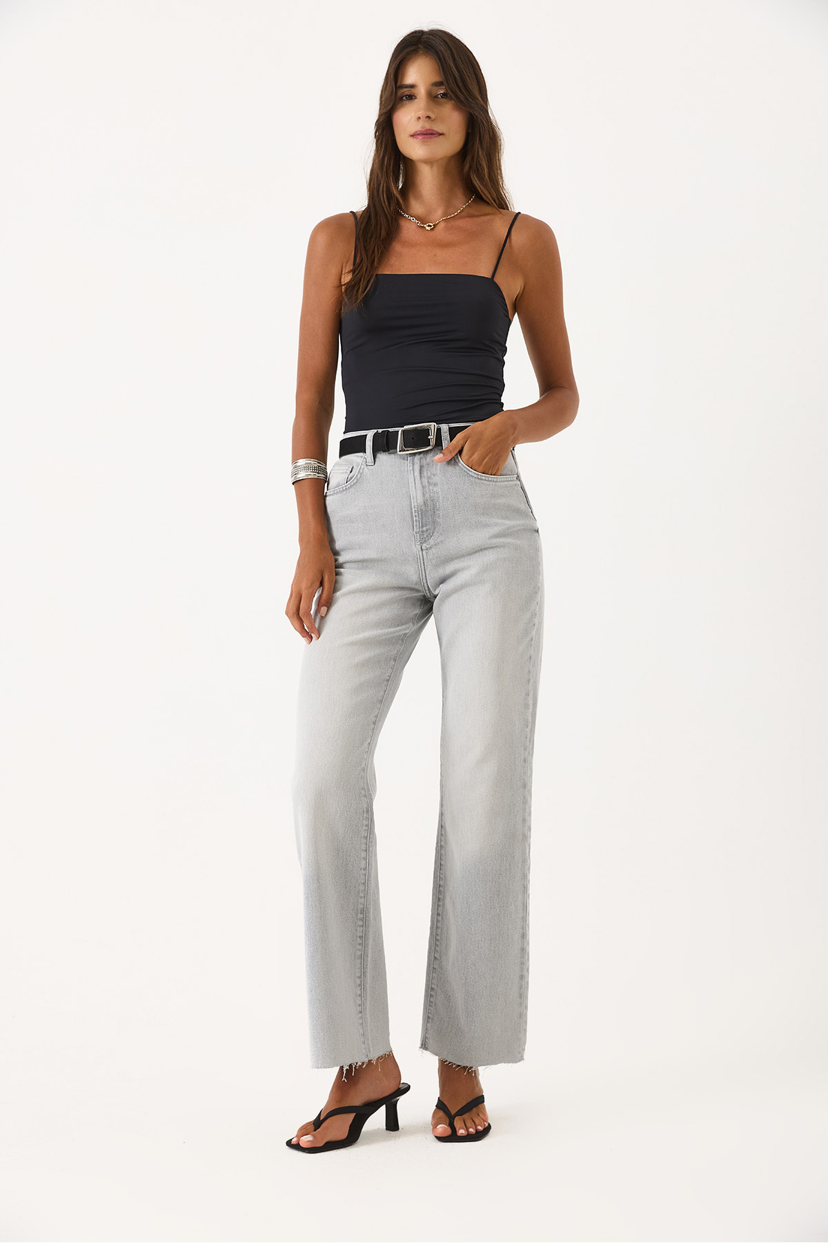 Kadın Wanda Grey Wide Leg Jean Pantolon - Grey