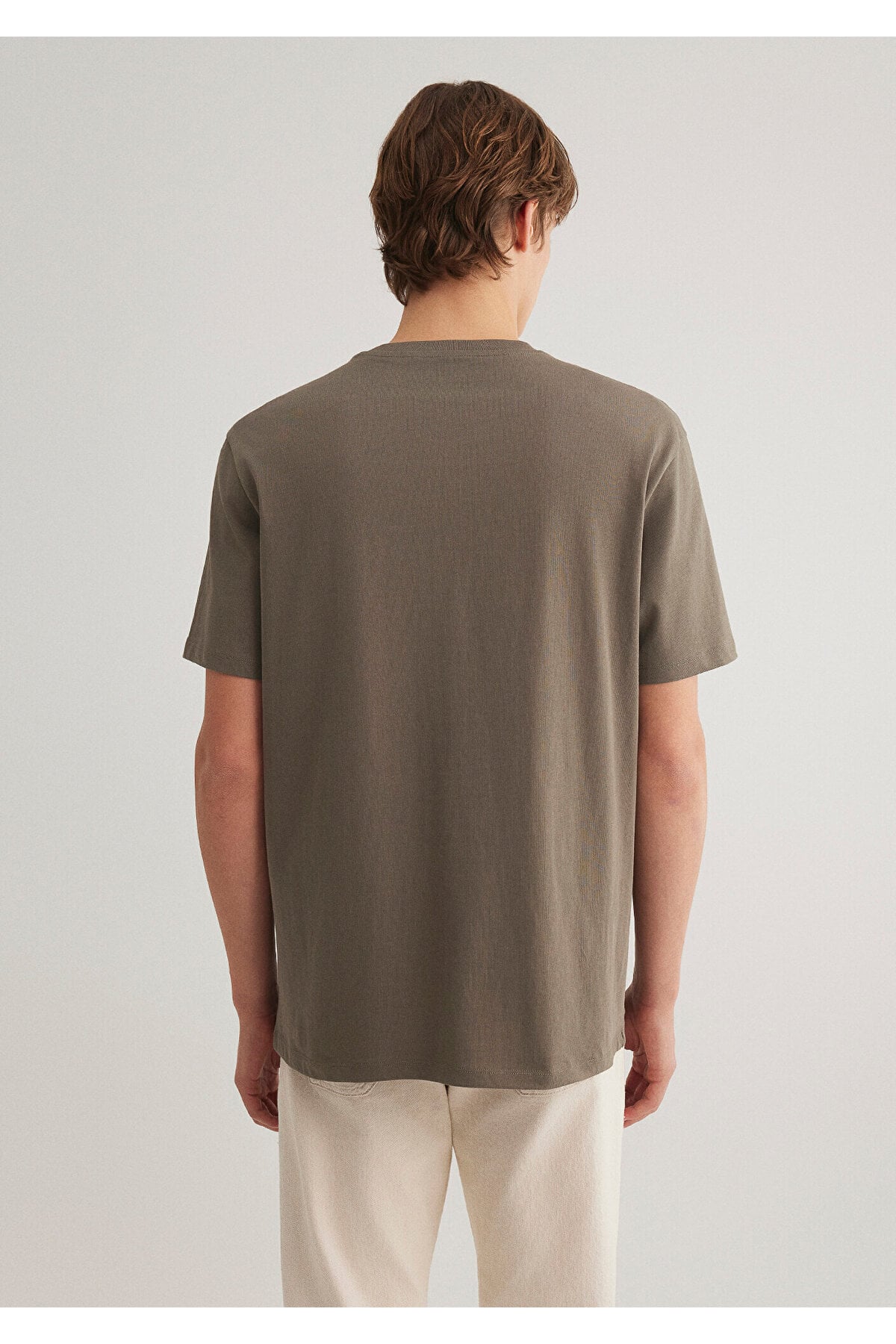 Kahverengi Basic Tişört Loose Fit / Bol Rahat Kesim 066249-70376