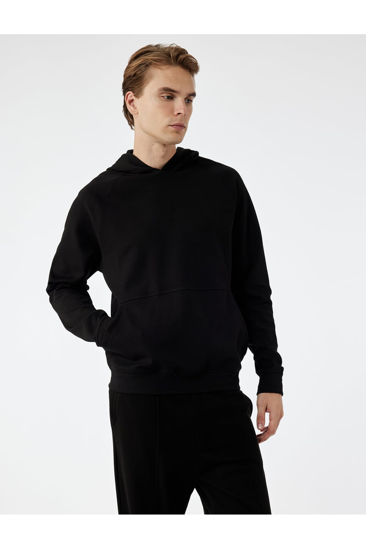 Kanguru Cepli Kapüşonlu Lastik Detaylı Uzun Kollu Hoodie