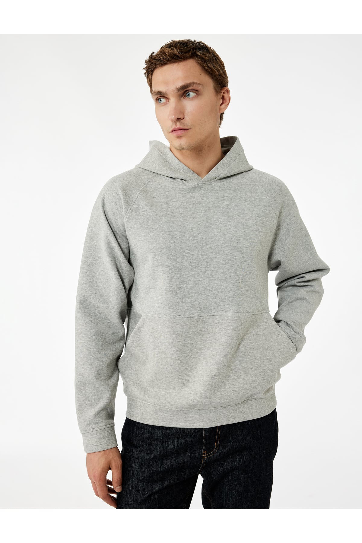 Kanguru Cepli Kapüşonlu Lastik Detaylı Uzun Kollu Hoodie