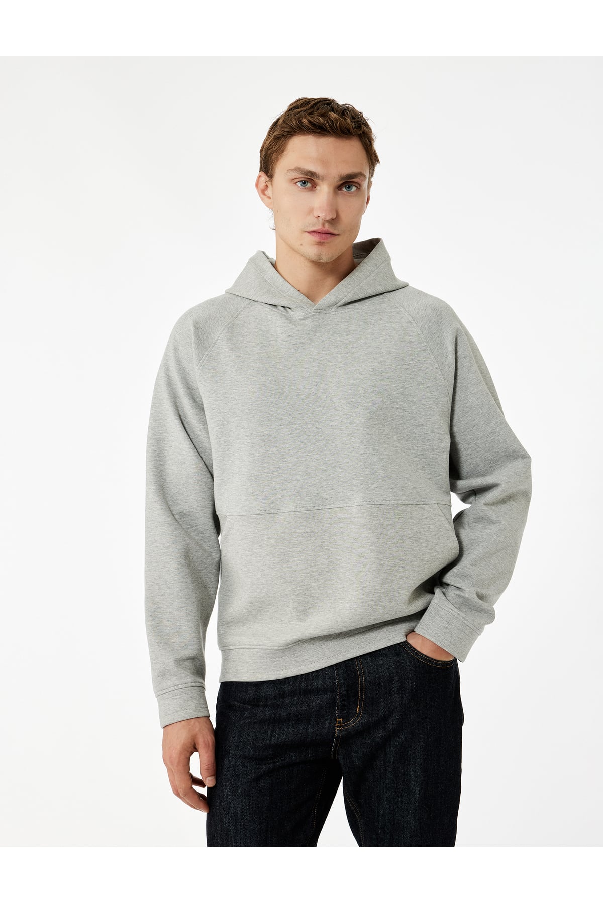 Kanguru Cepli Kapüşonlu Lastik Detaylı Uzun Kollu Hoodie