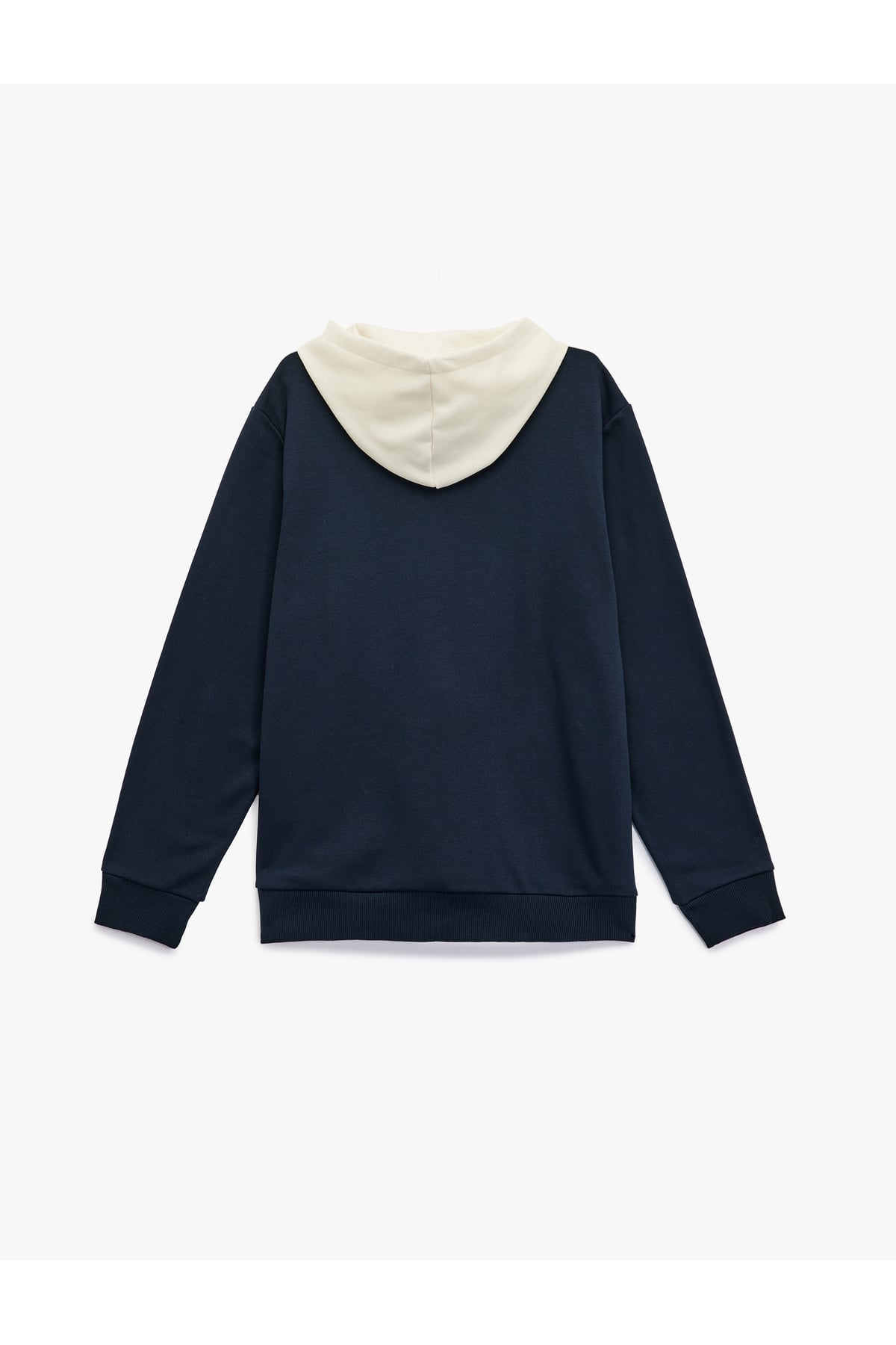 Kanguru Cepli Uzun Kollu Baskılı Şardonlu Renk Kontrastlı Kapşonlu Sweatshirt