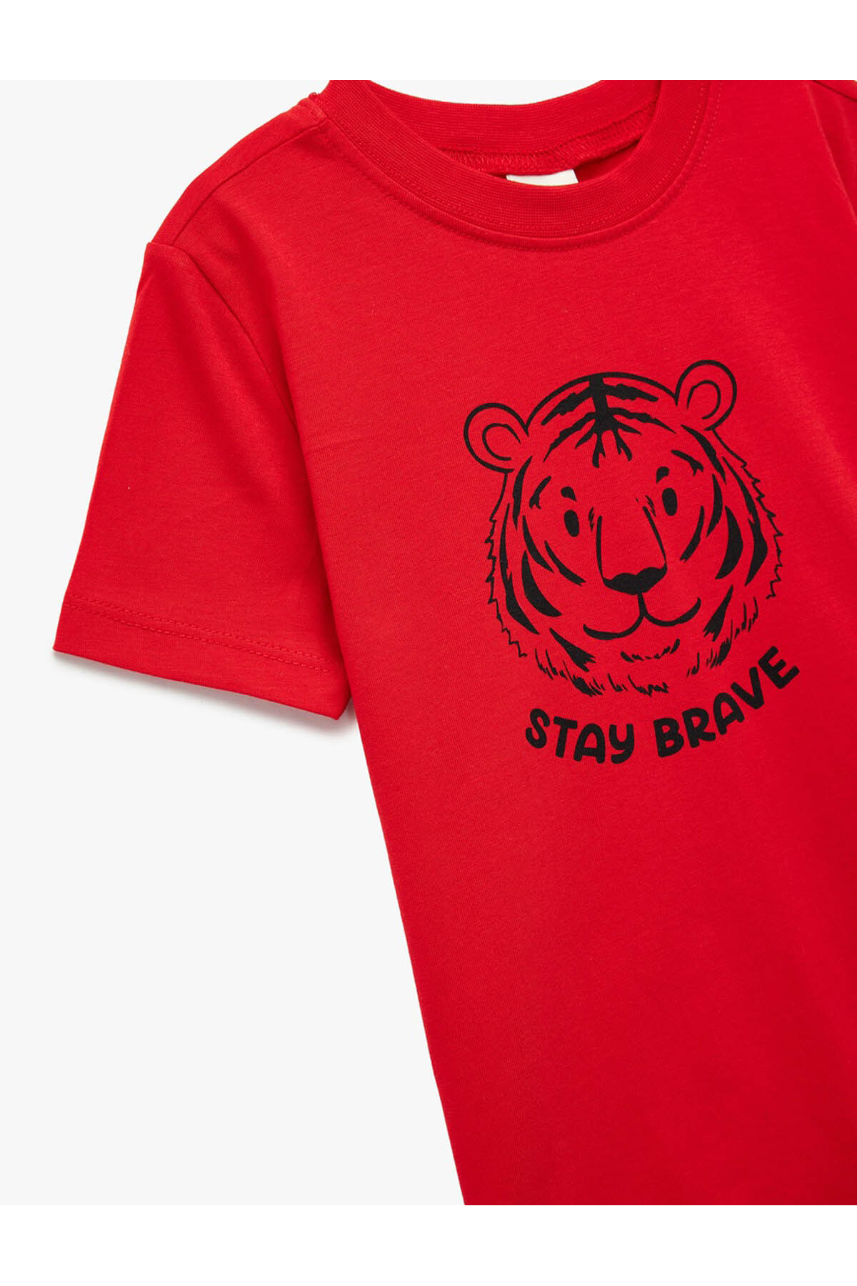 Kaplan Baskılı Kısa Kollu Bisiklet Yaka Pamuklu Tişört