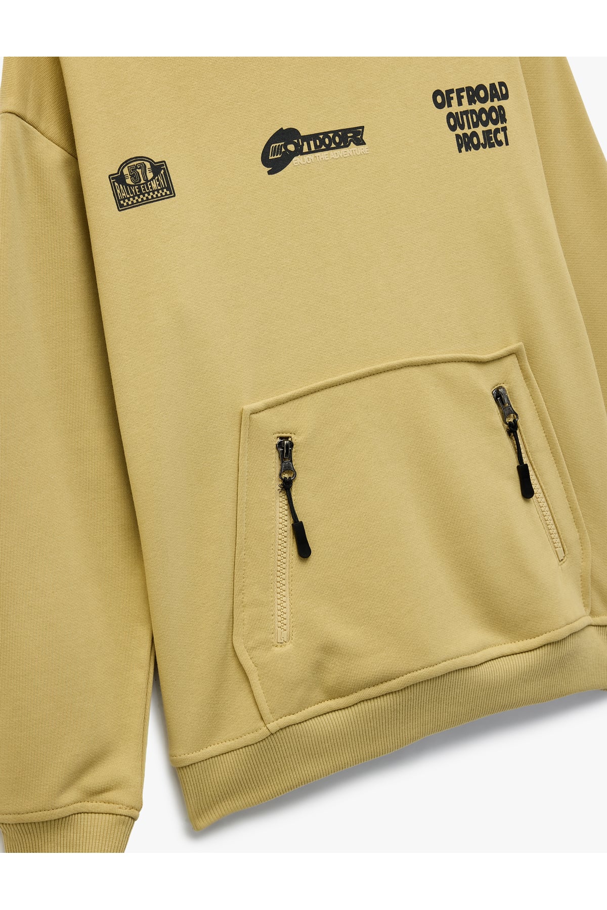 Kapşonlu Uzun Kollu Kanguru Cepli Pamuklu Sweatshirt