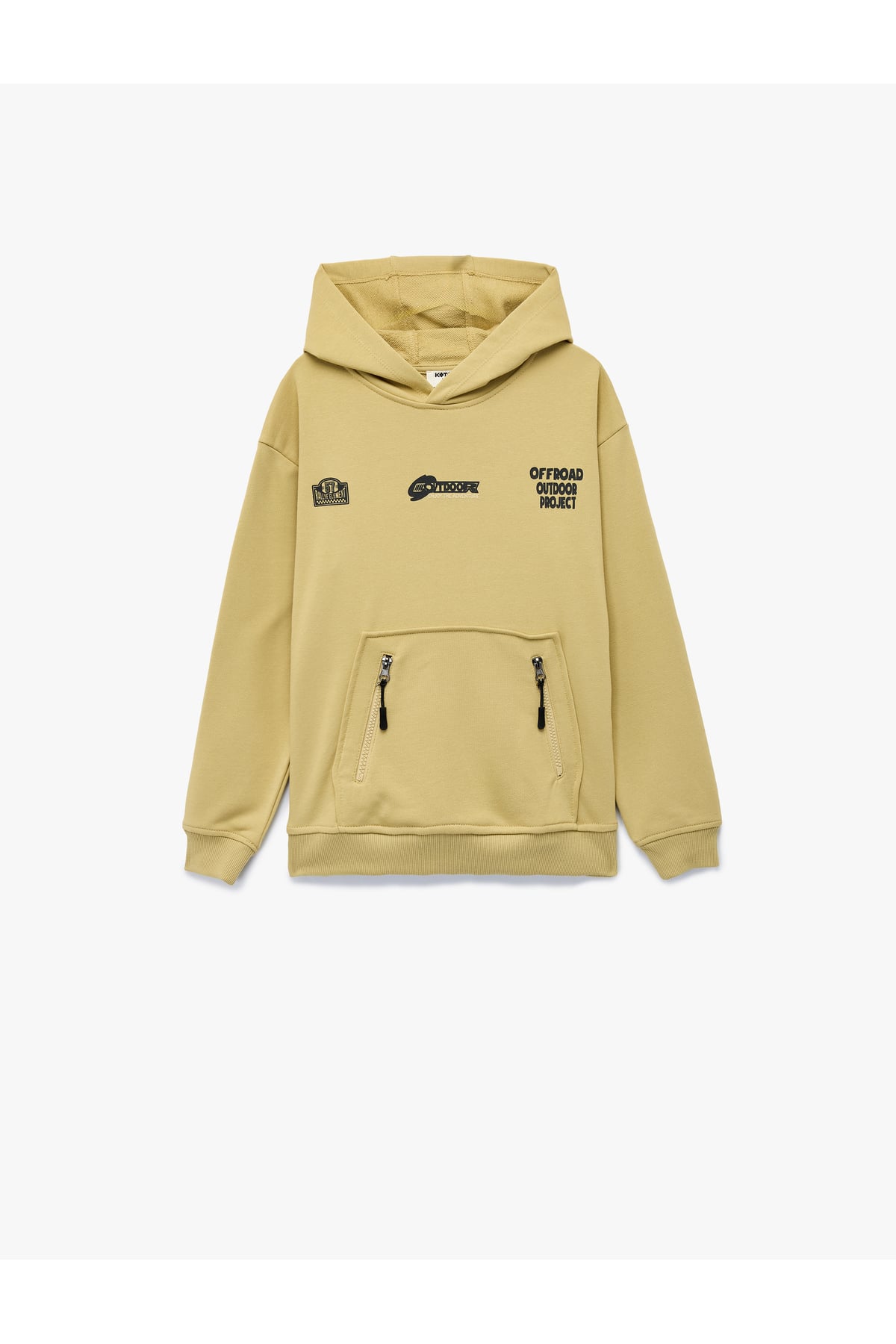 Kapşonlu Uzun Kollu Kanguru Cepli Pamuklu Sweatshirt