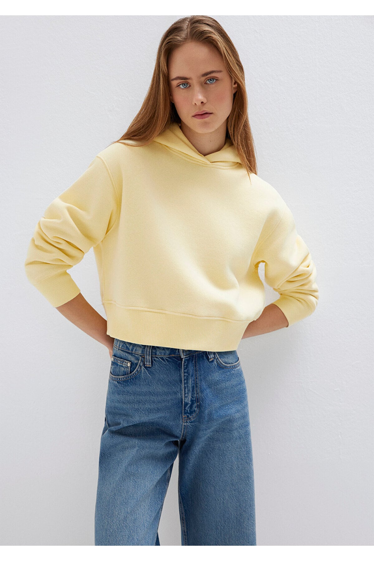 Kapüşonlu Sarı Sweatshirt 1S10386-71187