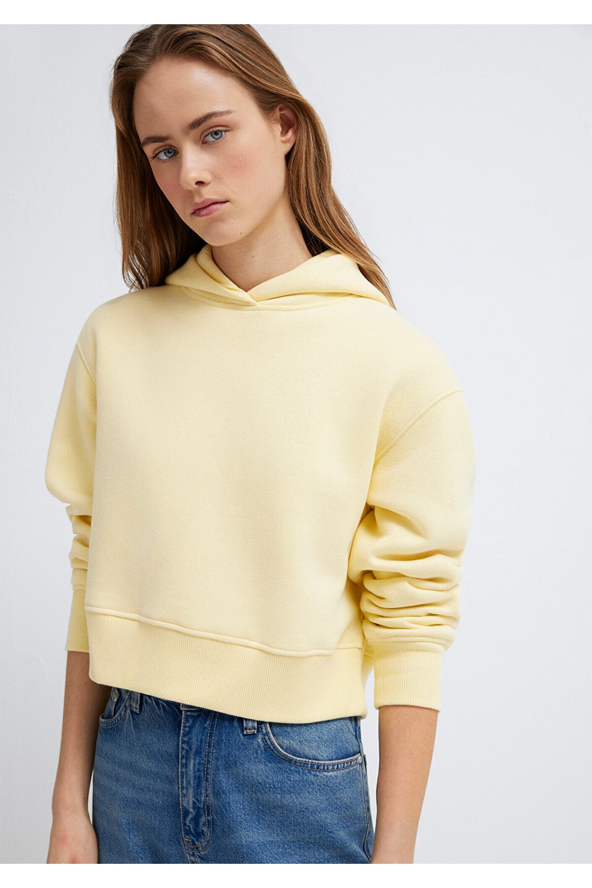 Kapüşonlu Sarı Sweatshirt 1S10386-71187