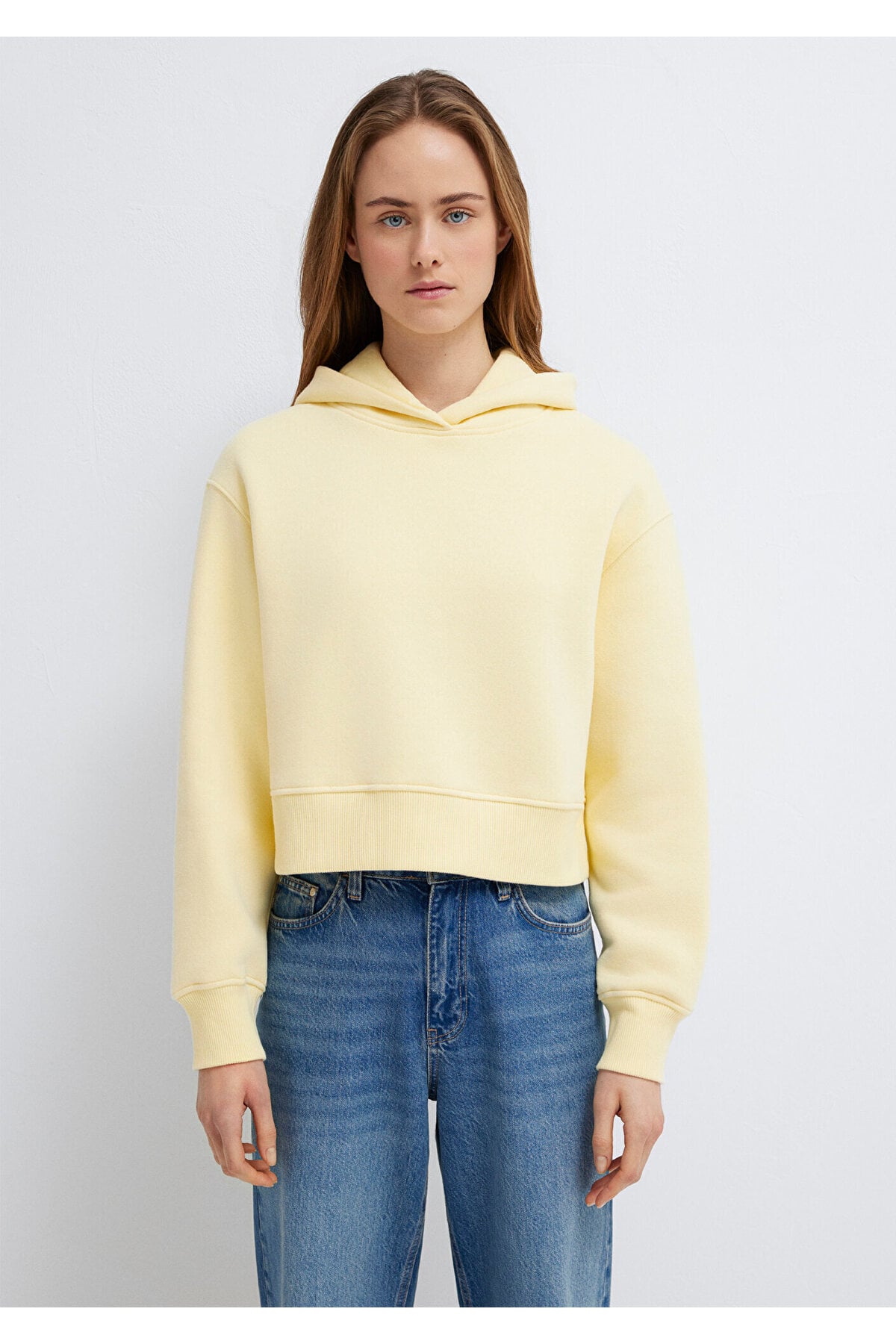 Kapüşonlu Sarı Sweatshirt 1S10386-71187