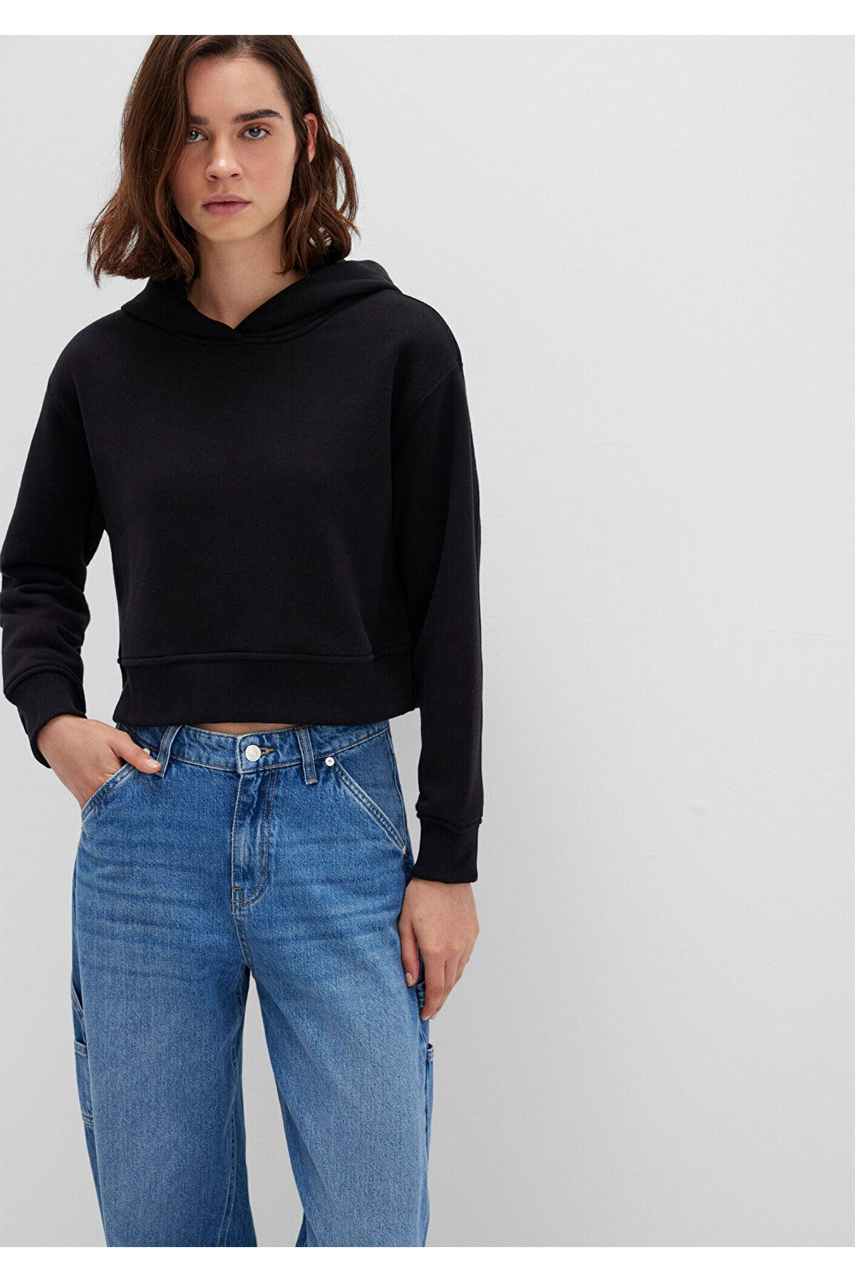 Kapüşonlu Siyah Sweatshirt 1S10386-900