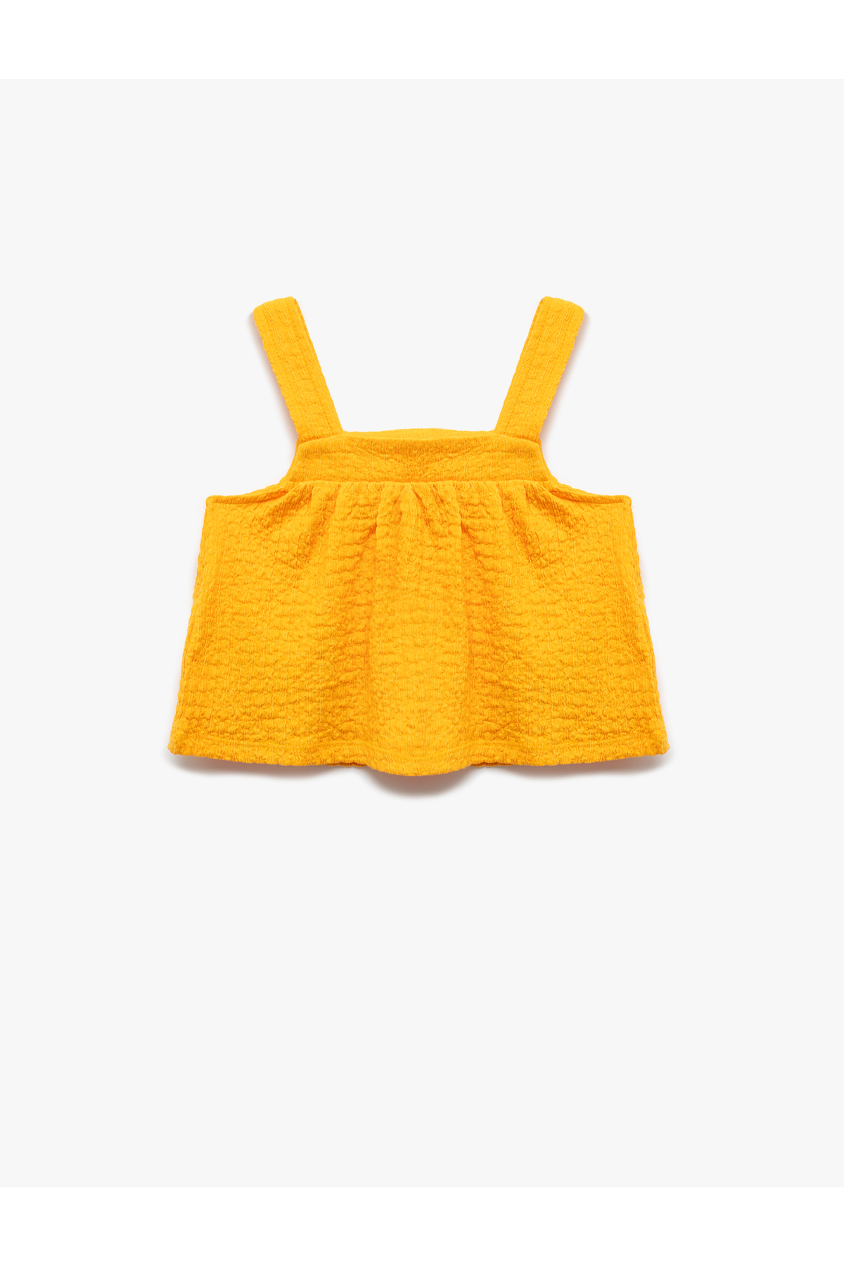 Kare Yaka Dokulu Askılı Crop Bluz