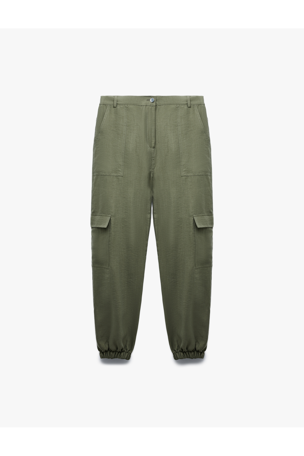 Kargo Cepli Düğmeli Lastikli Paça Jogger Pantolon