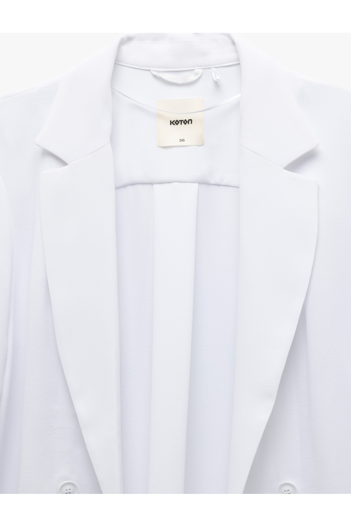 Katlama Detaylı Krep Kumaş 3/4 Kol Kruvaze Uzun Oversize Blazer Ceket
