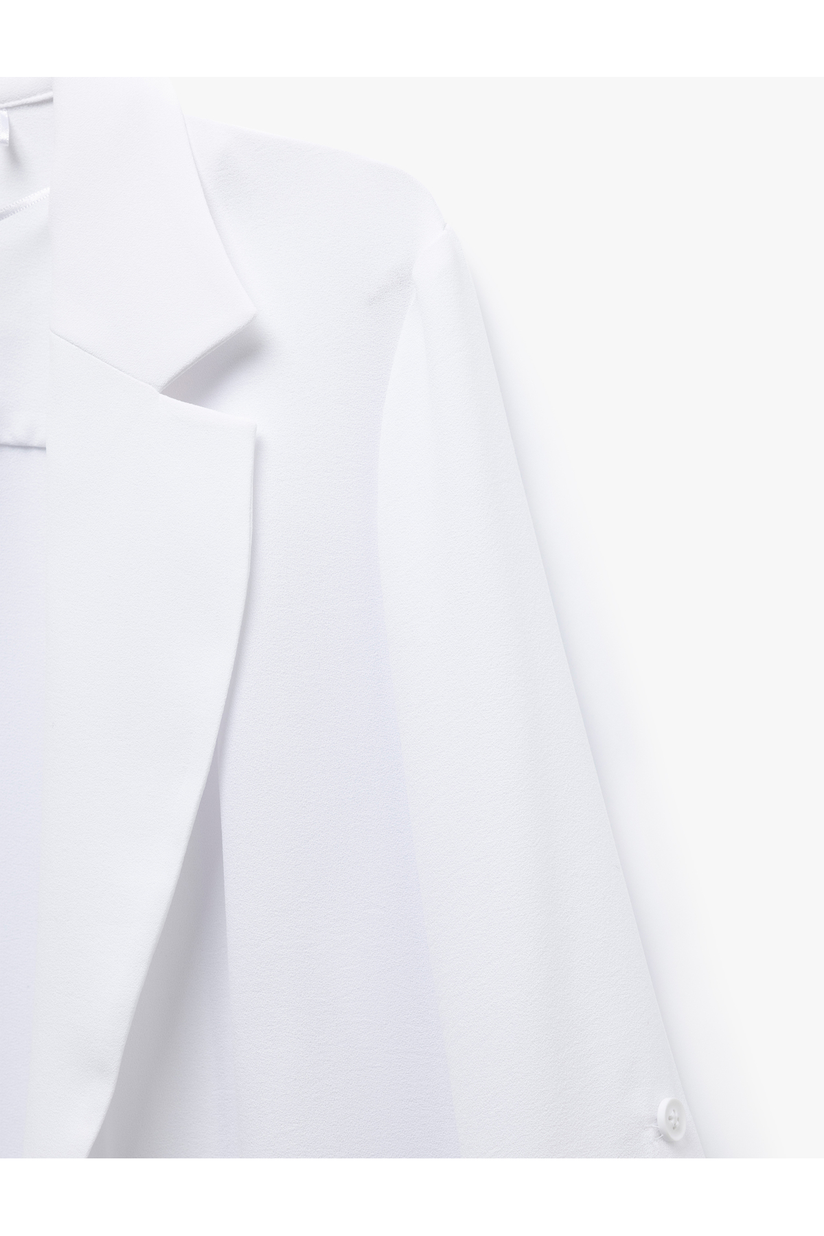 Katlama Detaylı Krep Kumaş 3/4 Kol Kruvaze Uzun Oversize Blazer Ceket