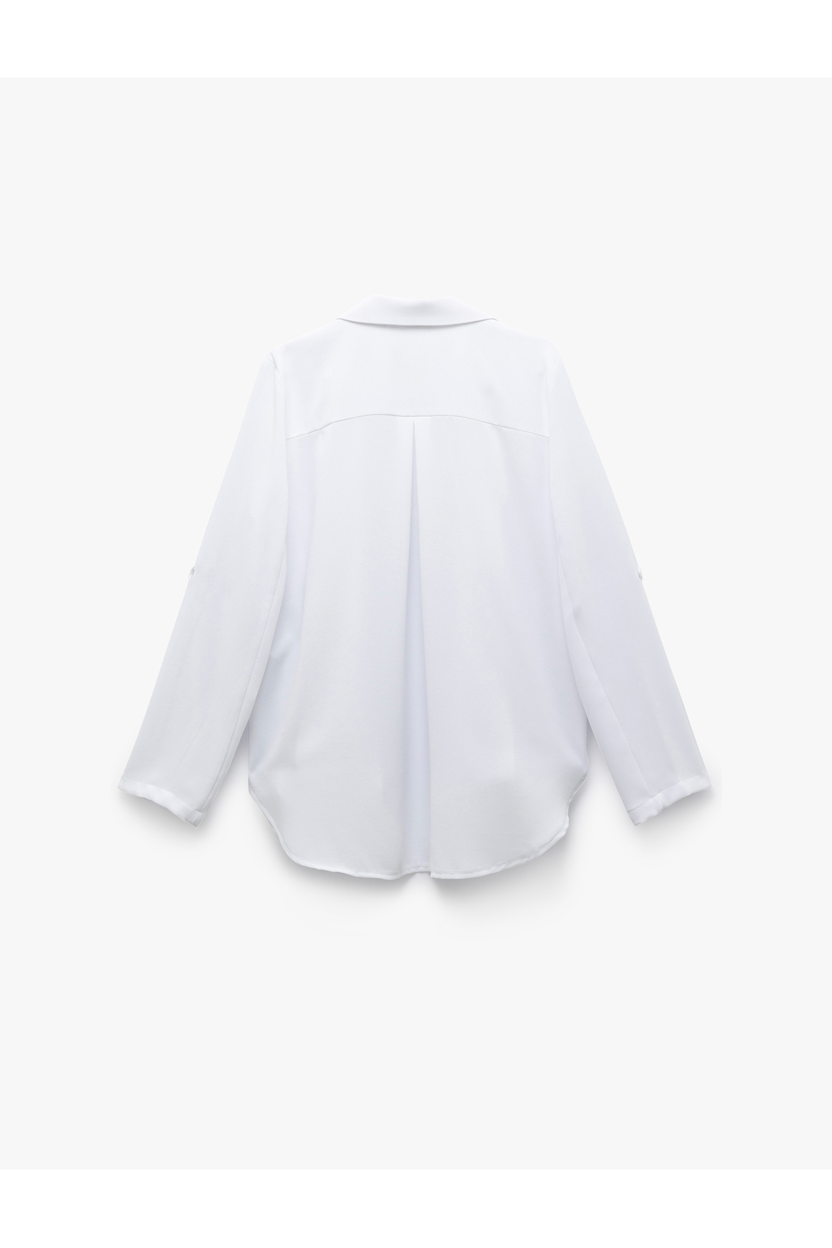 Katlama Detaylı Krep Kumaş 3/4 Kol Kruvaze Uzun Oversize Blazer Ceket
