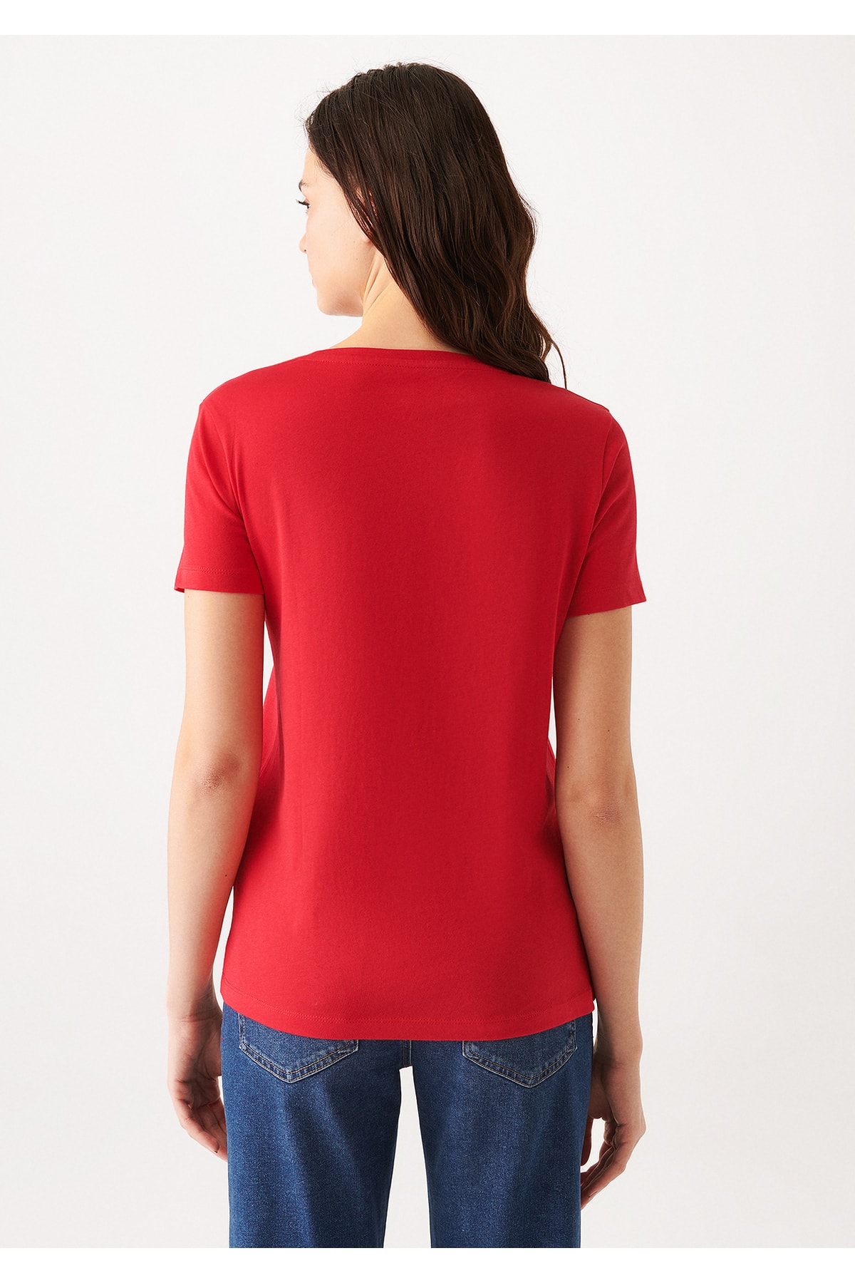 Kedi Baskılı Kırmızı Tişört Slim Fit / Dar Kesim 1610143-70467
