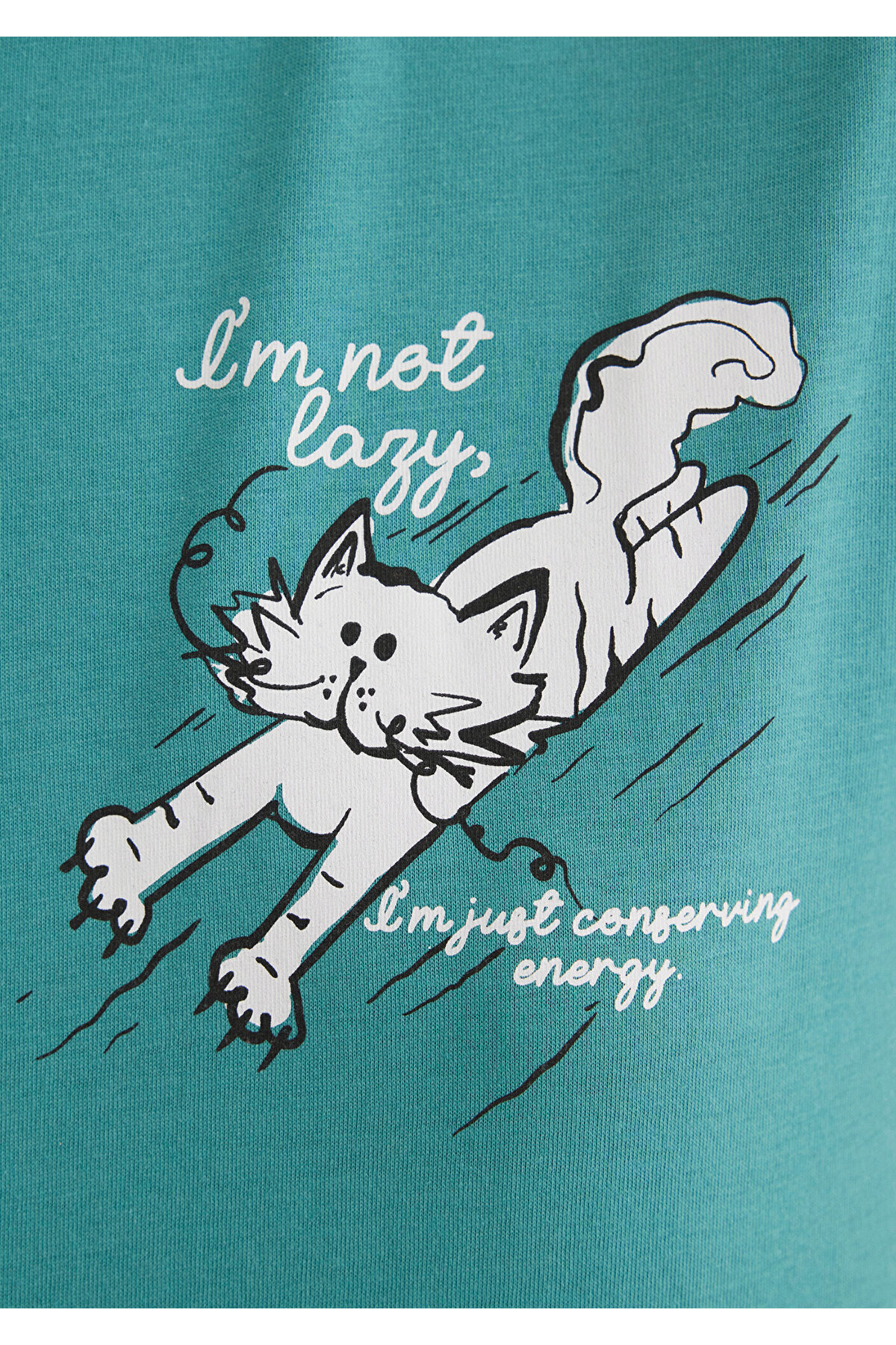 Kedi Baskılı Yeşil Tişört Semi Slim Fit / Yarı Dar Kesim 1612233-71823