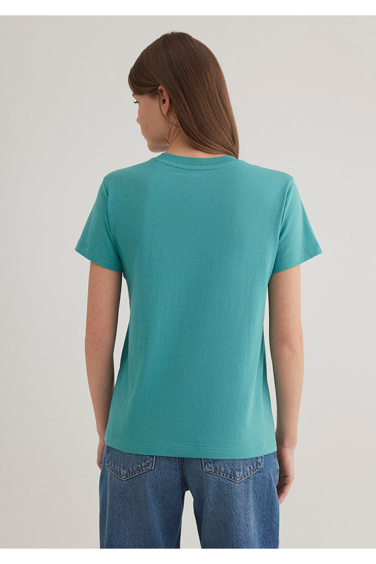 Kedi Baskılı Yeşil Tişört Semi Slim Fit / Yarı Dar Kesim 1612233-71823