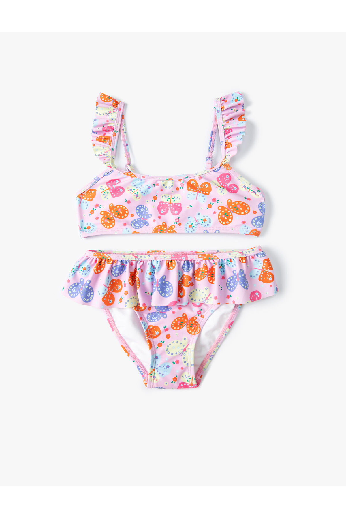 Kelebekli Bikini Seti 2 Parça Fırfırlı Çapraz Askılı