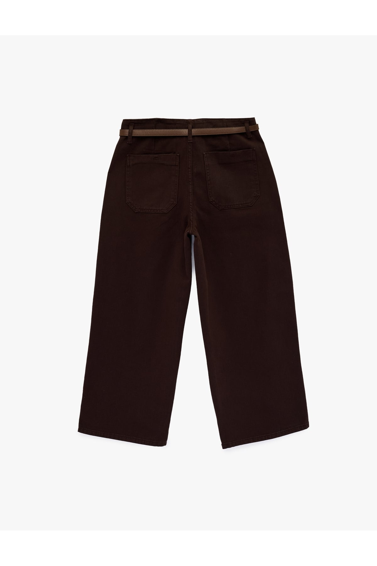 Kemer Detaylı Pamuklu Kısa Geniş Paça Pantolon - Wide Leg Jeans