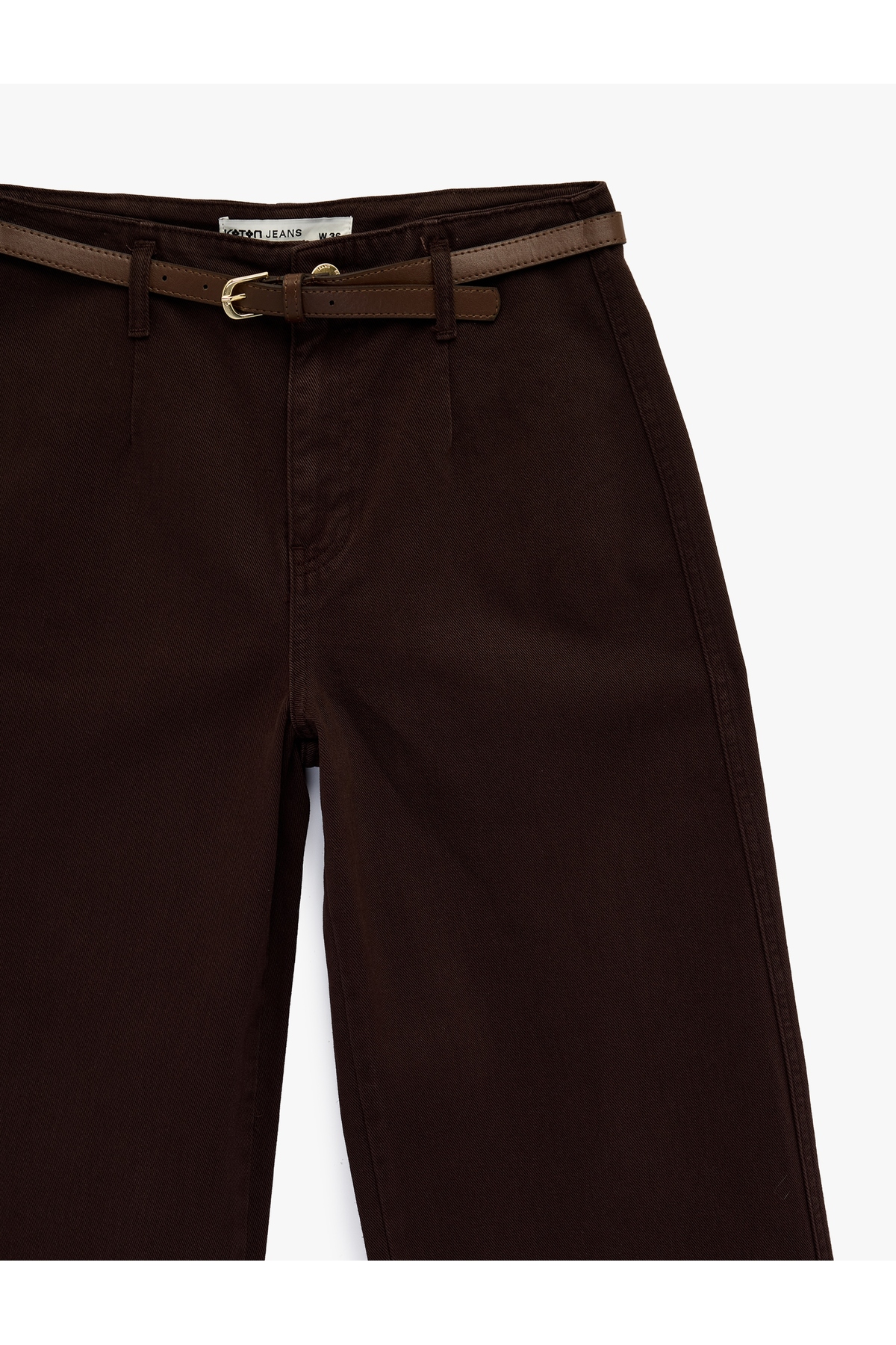 Kemer Detaylı Pamuklu Kısa Geniş Paça Pantolon - Wide Leg Jeans