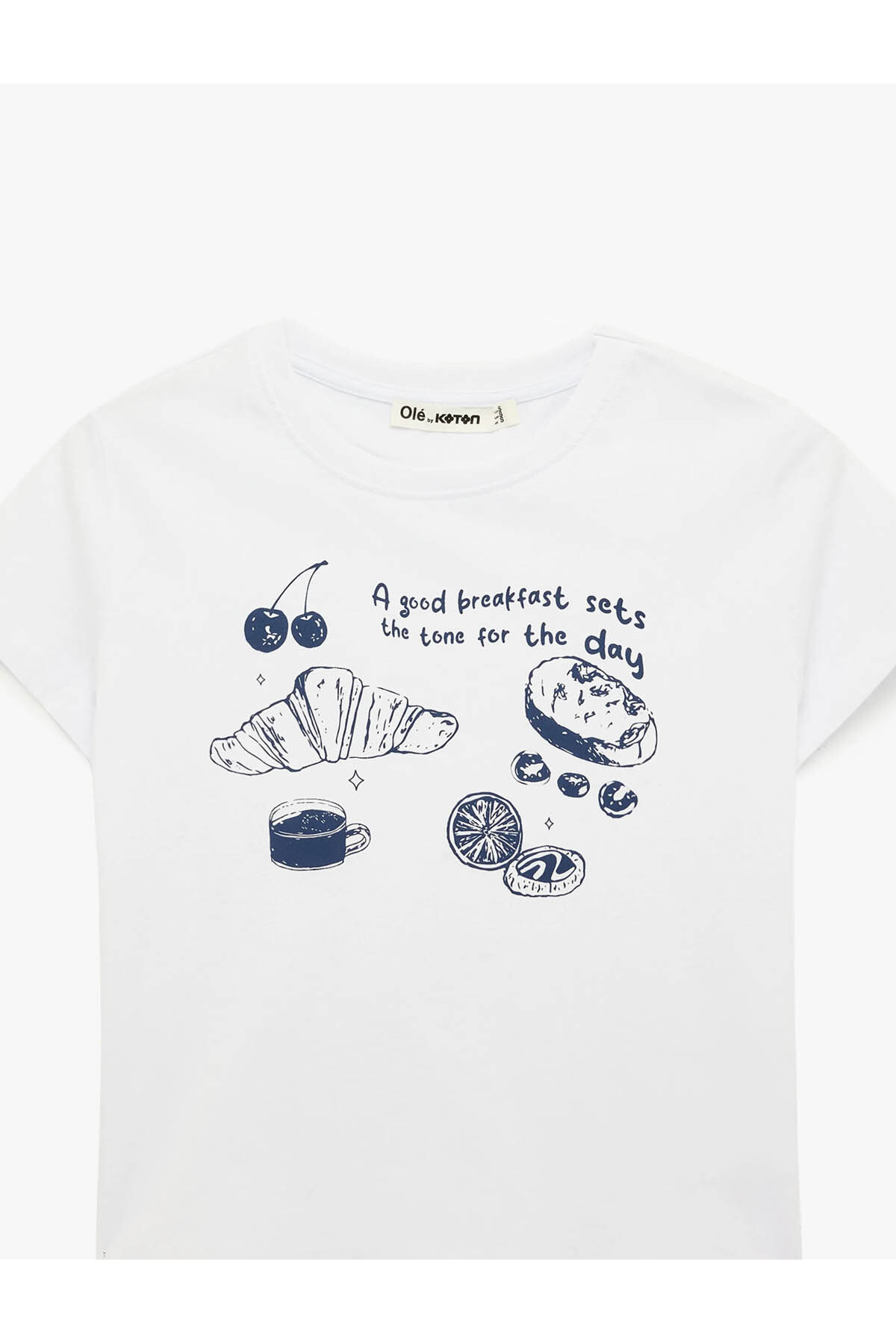 Kiraz Baskılı Ekru Kadın T-Shirt 6SAL10076IK