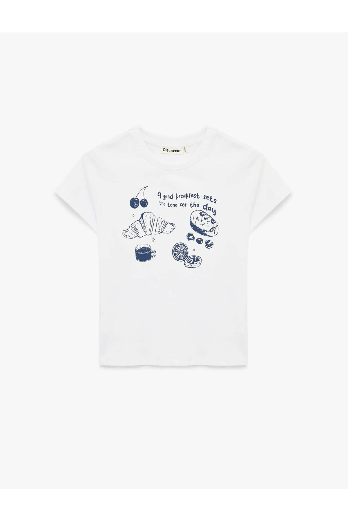 Kiraz Baskılı Ekru Kadın T-Shirt 6SAL10076IK