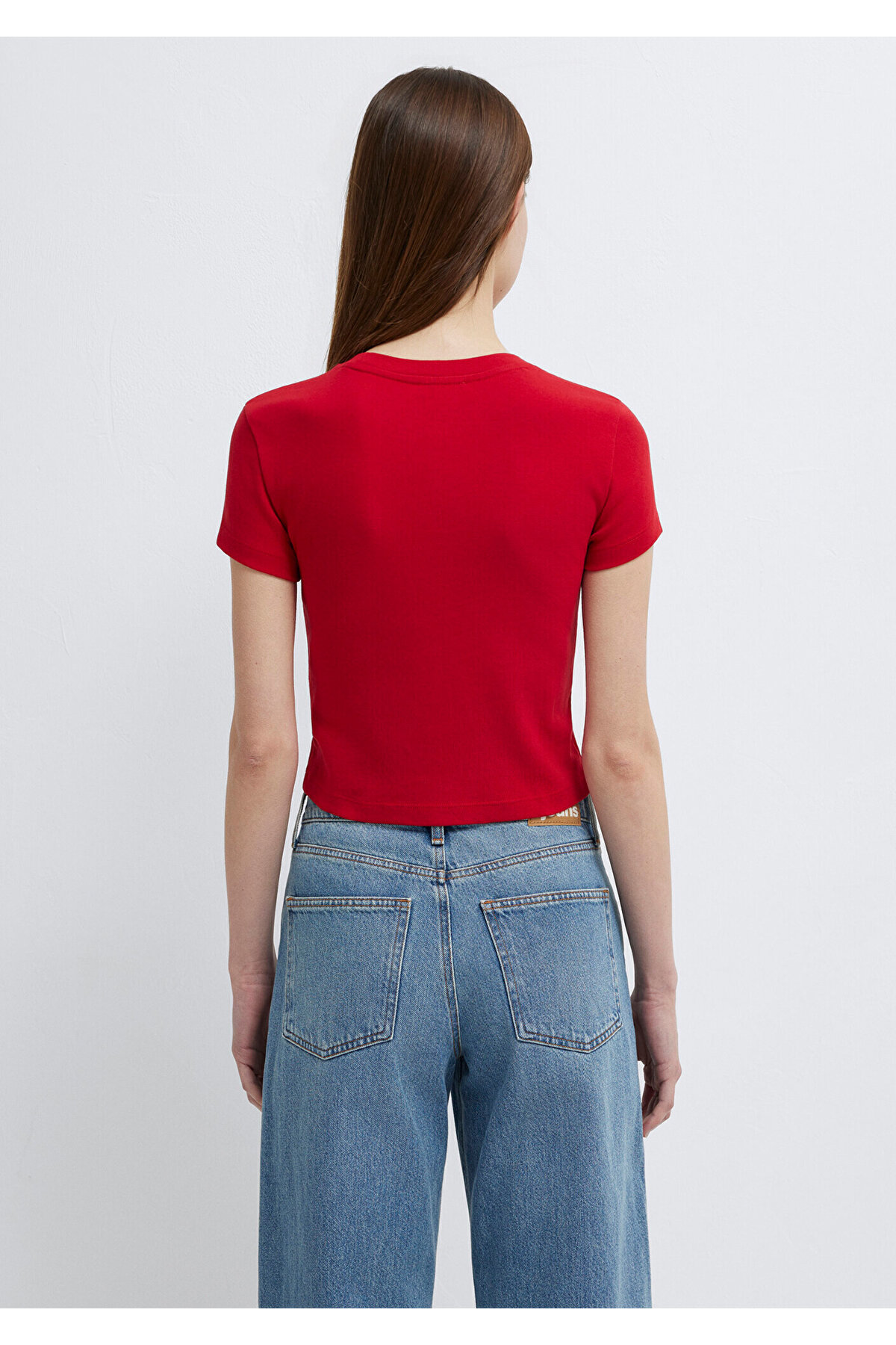 Kırmızı Basic Tişört Crop / Kısa Kesim 1600814-86417